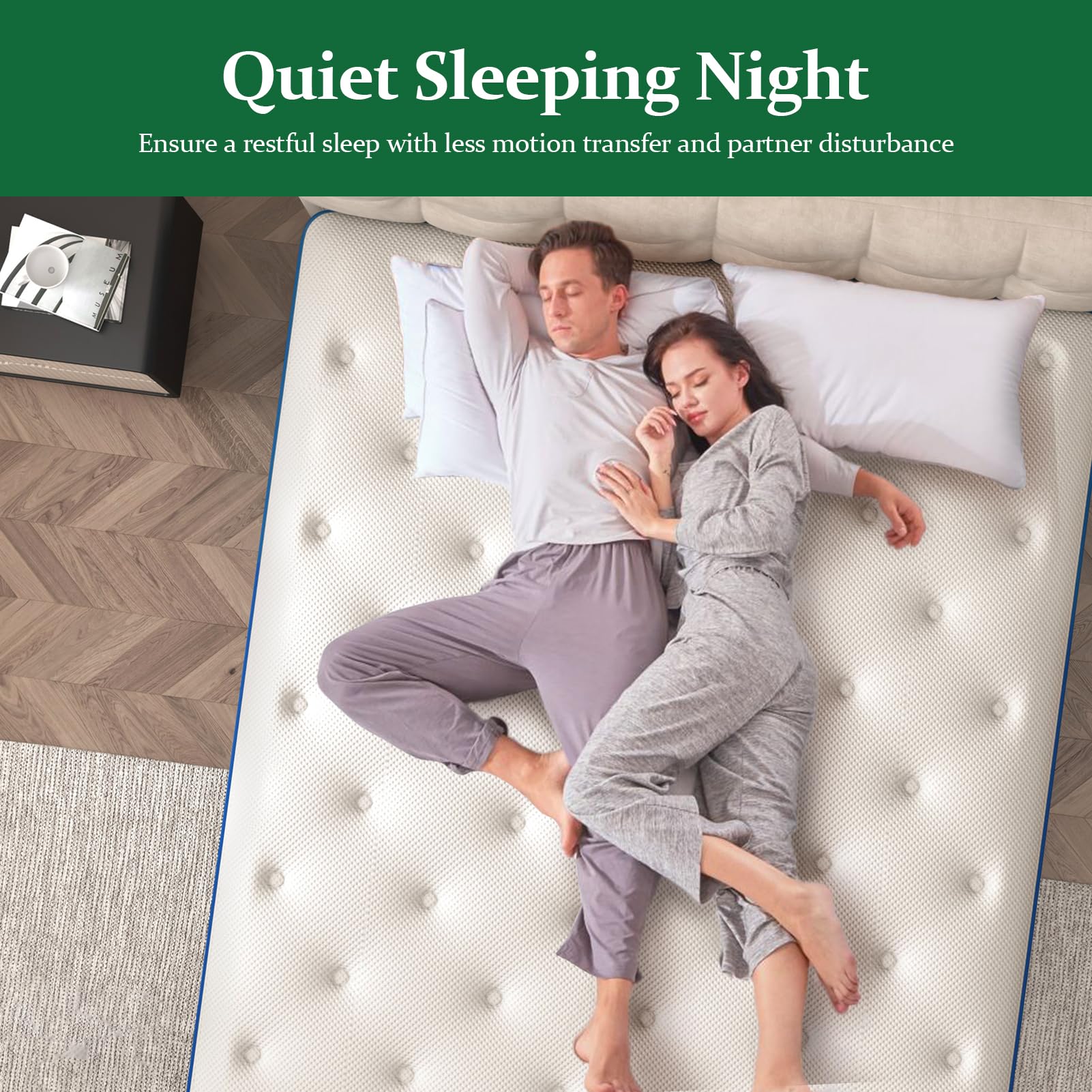 Lechepus Twinxl Mattress, 14Inch Gel Memory Foam & 7-Zone Pocket Spring Mattress Twinxl Size, Cooling Sleep And Pressure Relief,