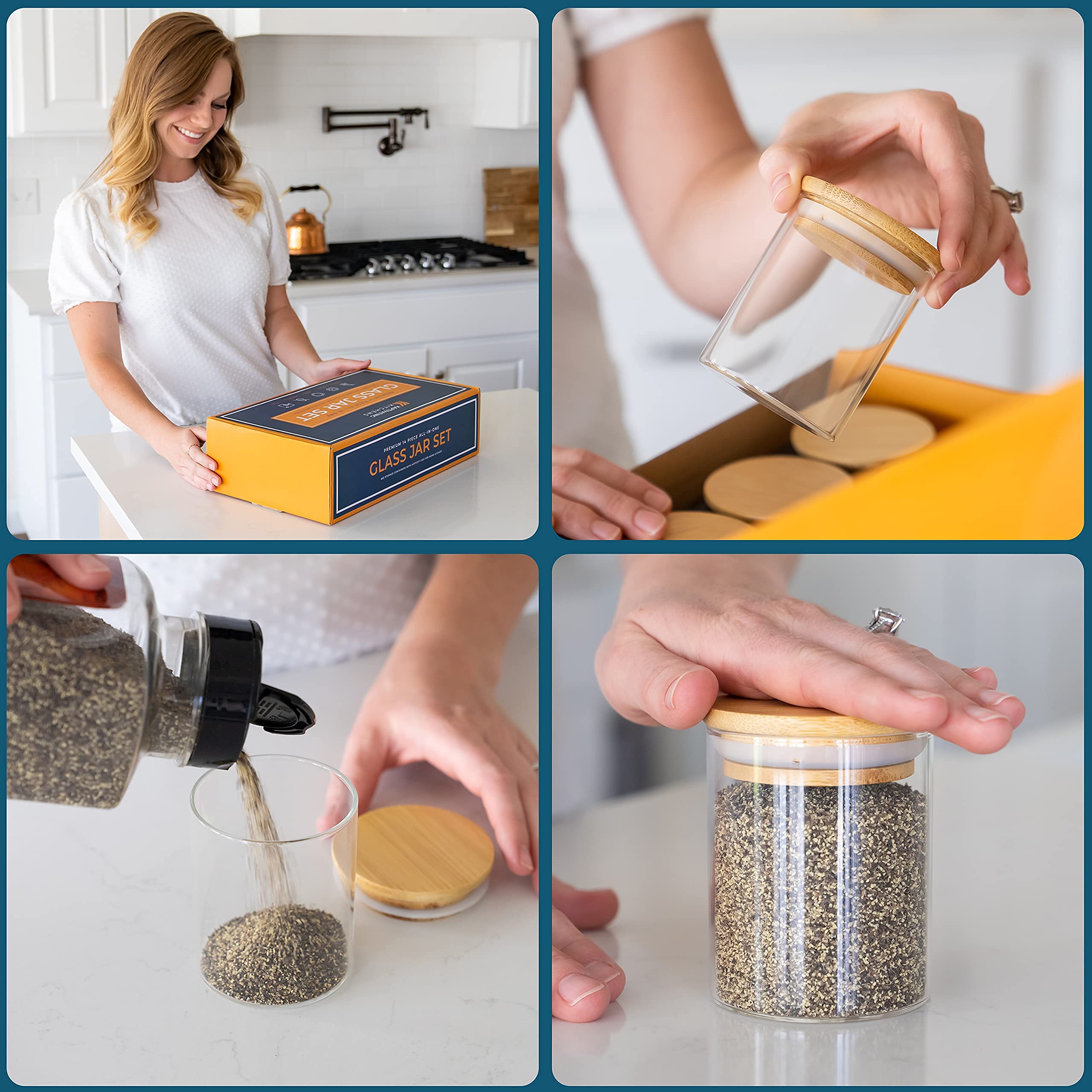 Kaptivating Kitchens 6Oz Glass Jar Set, Transparent