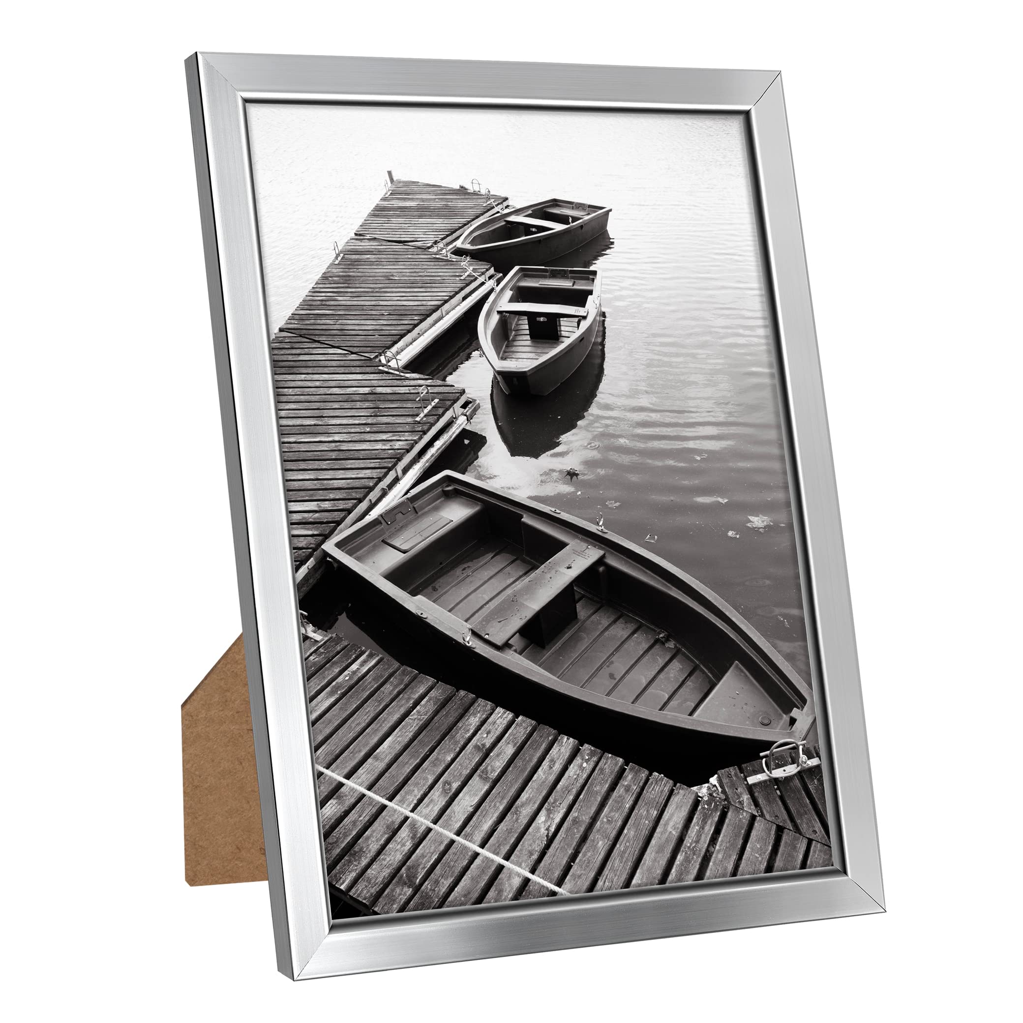 Giverny 8X10 Picture Frames, Silver Photo Frames For Wall Or Tabletop Display, Simple Design Glossy Finish Frame Perfect For Hom