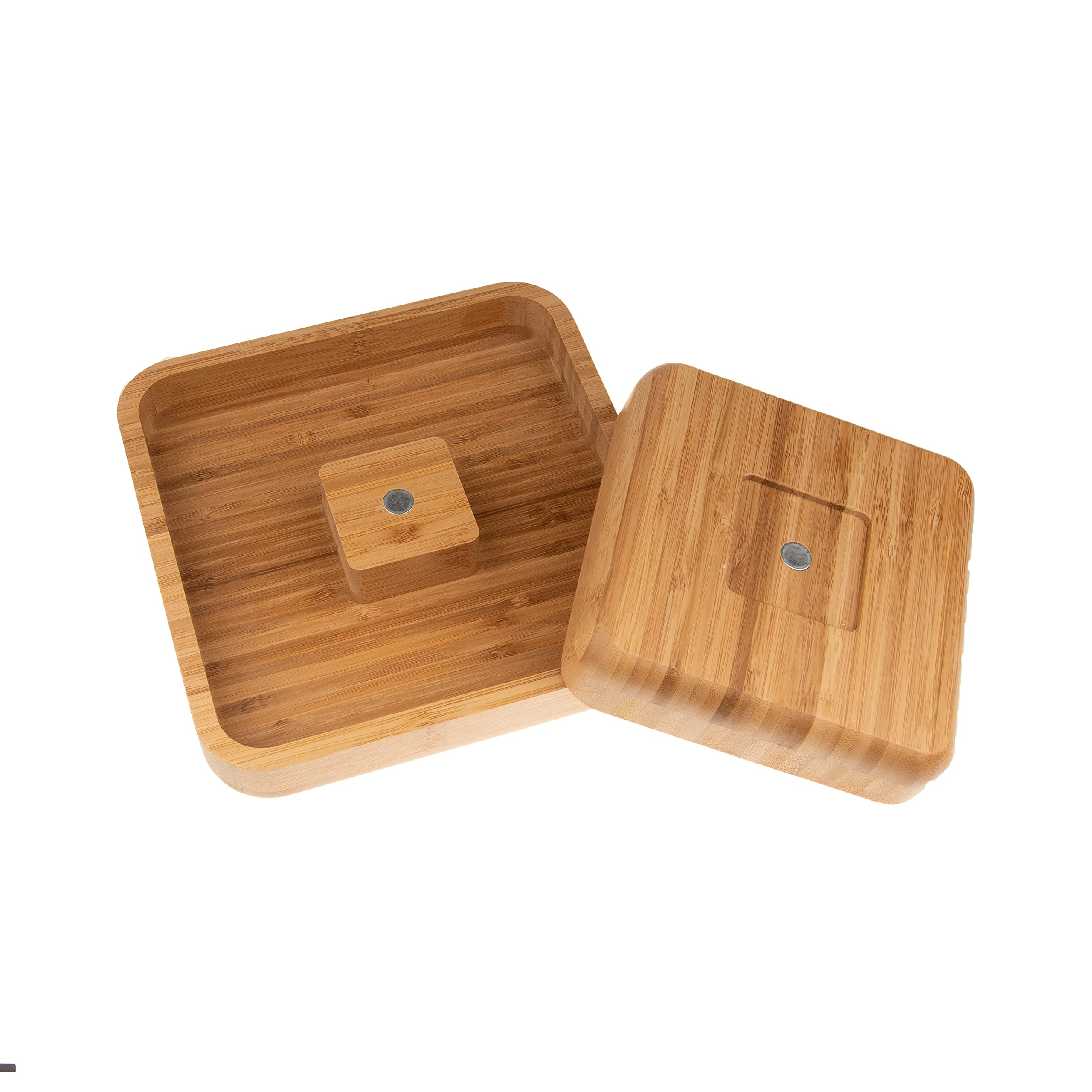 Plutreas Bamboo Pistachio Snack Bowl Nut Bowl With Shell Storage, Double Dish Pistachio Pedestal For Nuts, Peanut