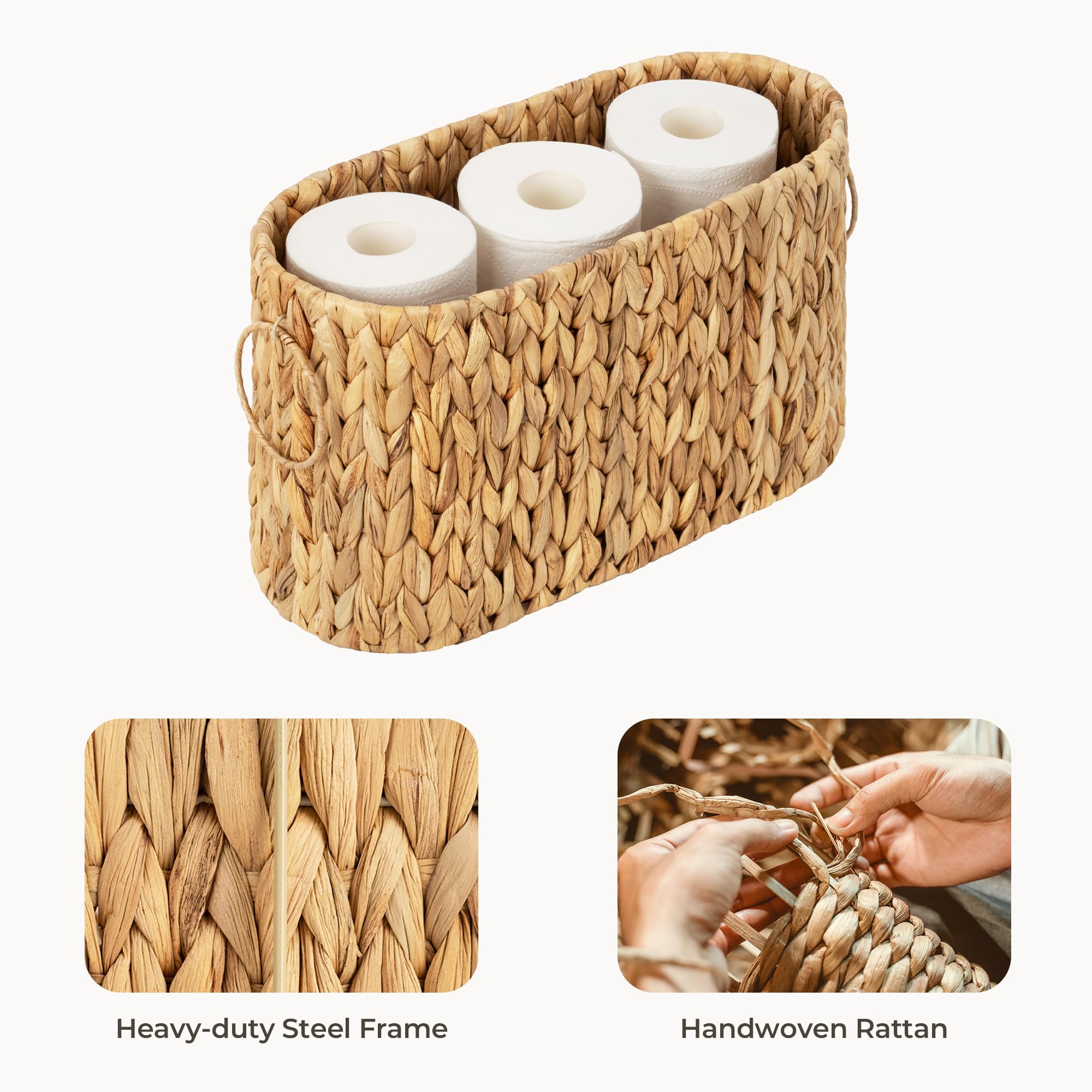 StorageWorks Toilet Paper Storage, Toilet Paper Storage Holder for 6 Regular Rolls, Wicker Basket for Bathroom, Natural Water Hy