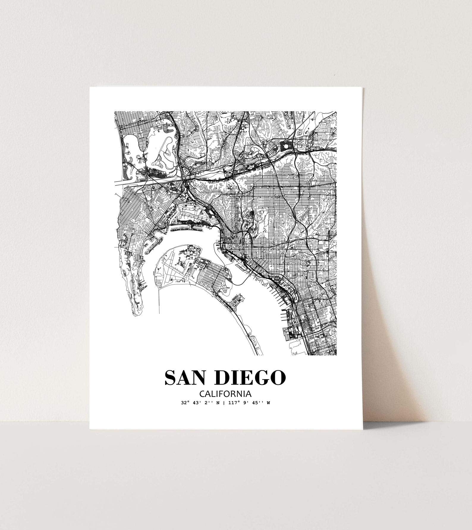 Eleville 8X10 Unframed San Diego California City View Abstract Road Modern Map Art Print Poster Wall Office Home Decor Minimalis