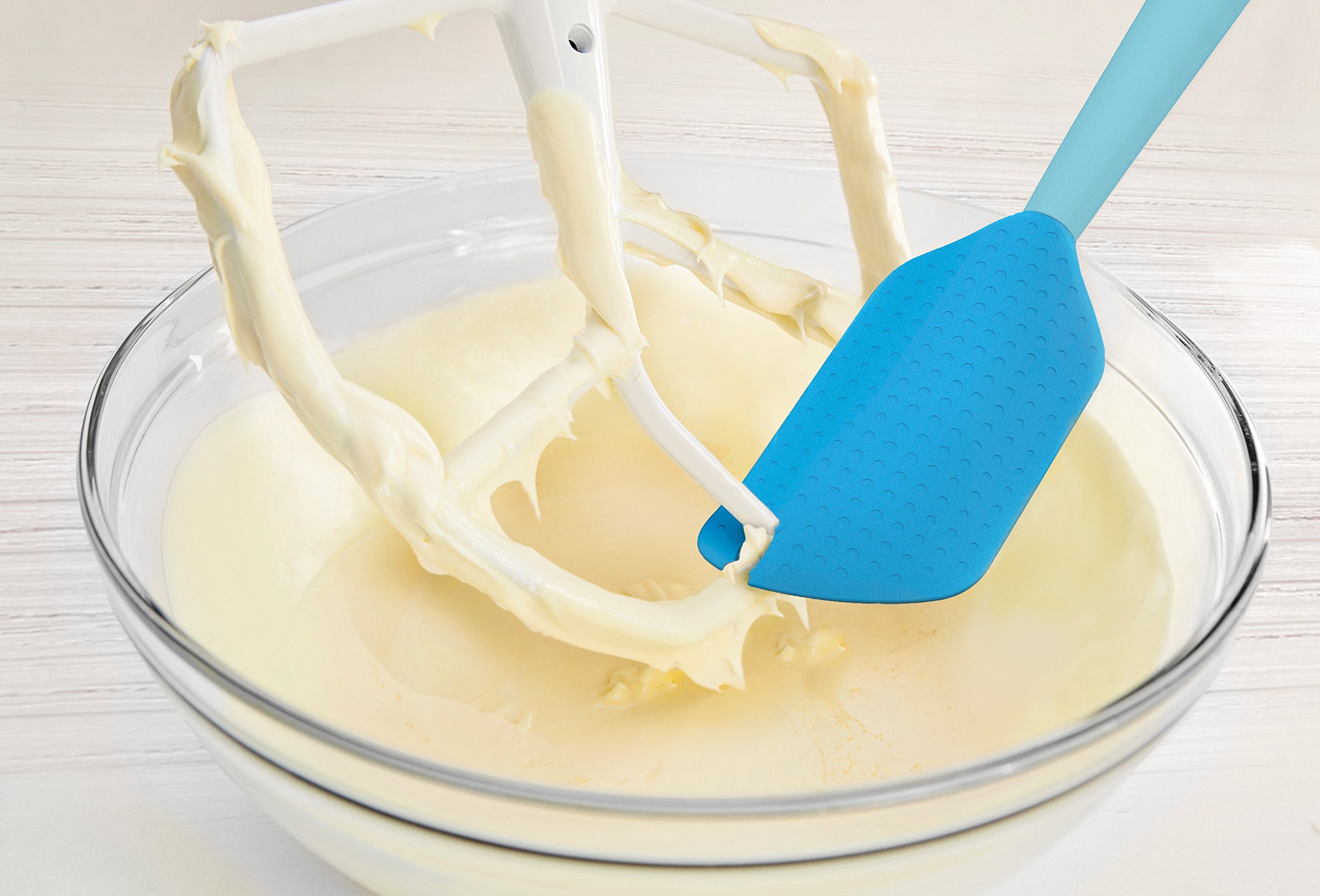Talisman Designs 2 Piece Set, Bpa-Free Silicone Cookie Scoop And Scraper Spatulas Blue