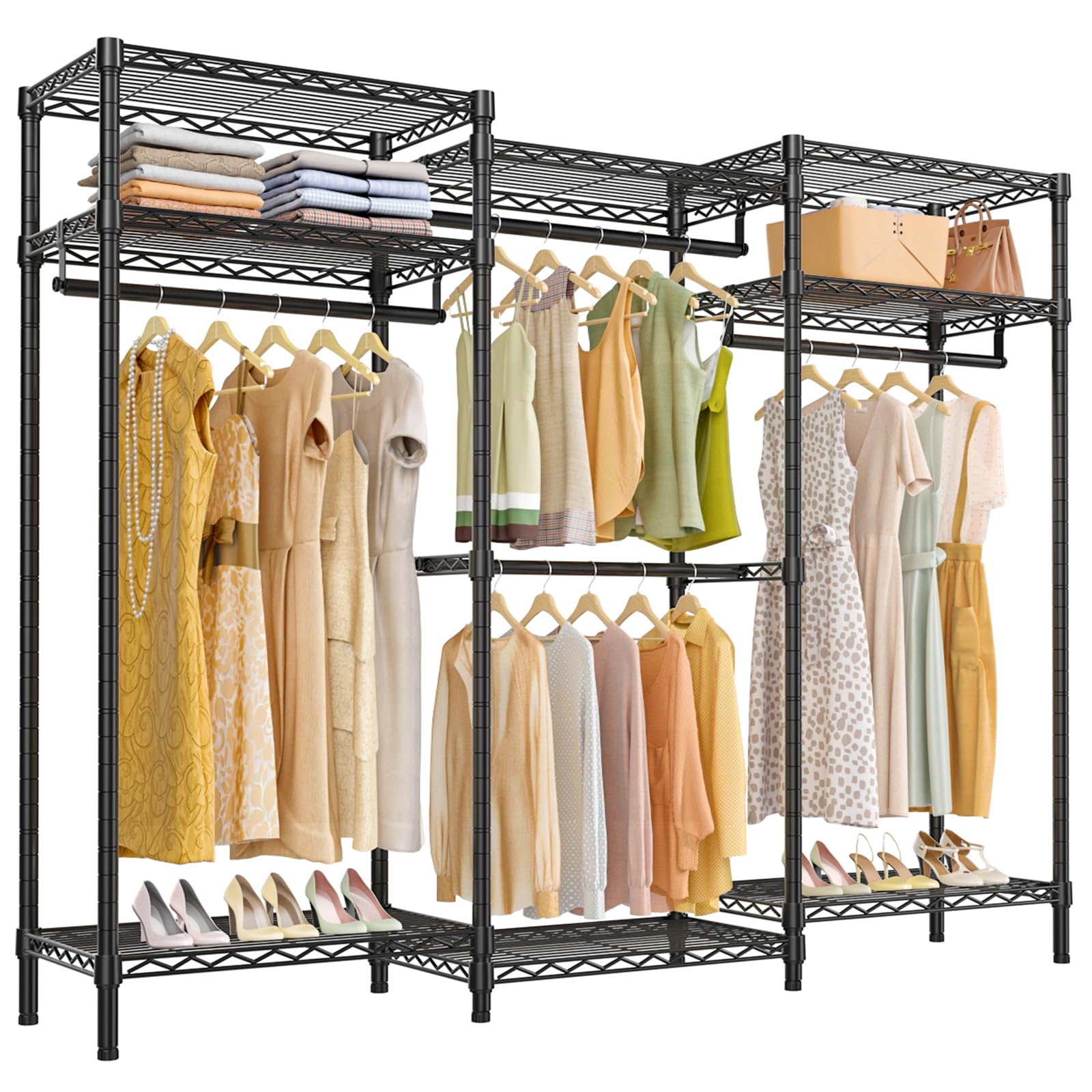 Vipek V5I Garment Rack Heavy Duty Clothes Rack For Hanging Clothes, Portable Wardrobe Closet Freestanding Clothing Rack With 8 A
