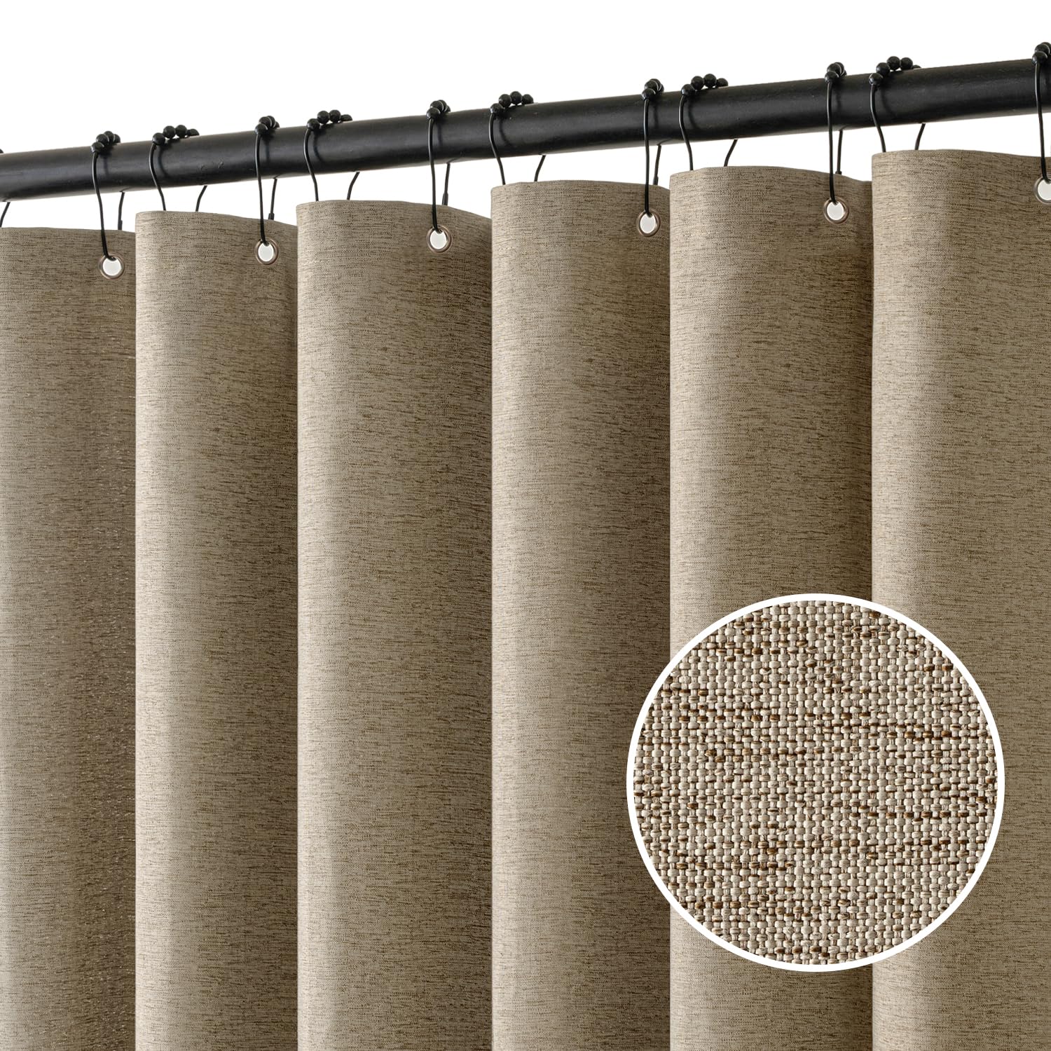 Miulee Extra Long Linen Shower Curtain 84 Inch Long With 12 Metal Hooks Modern Washable Fabric Shower Curtain Set Waterproof Neu