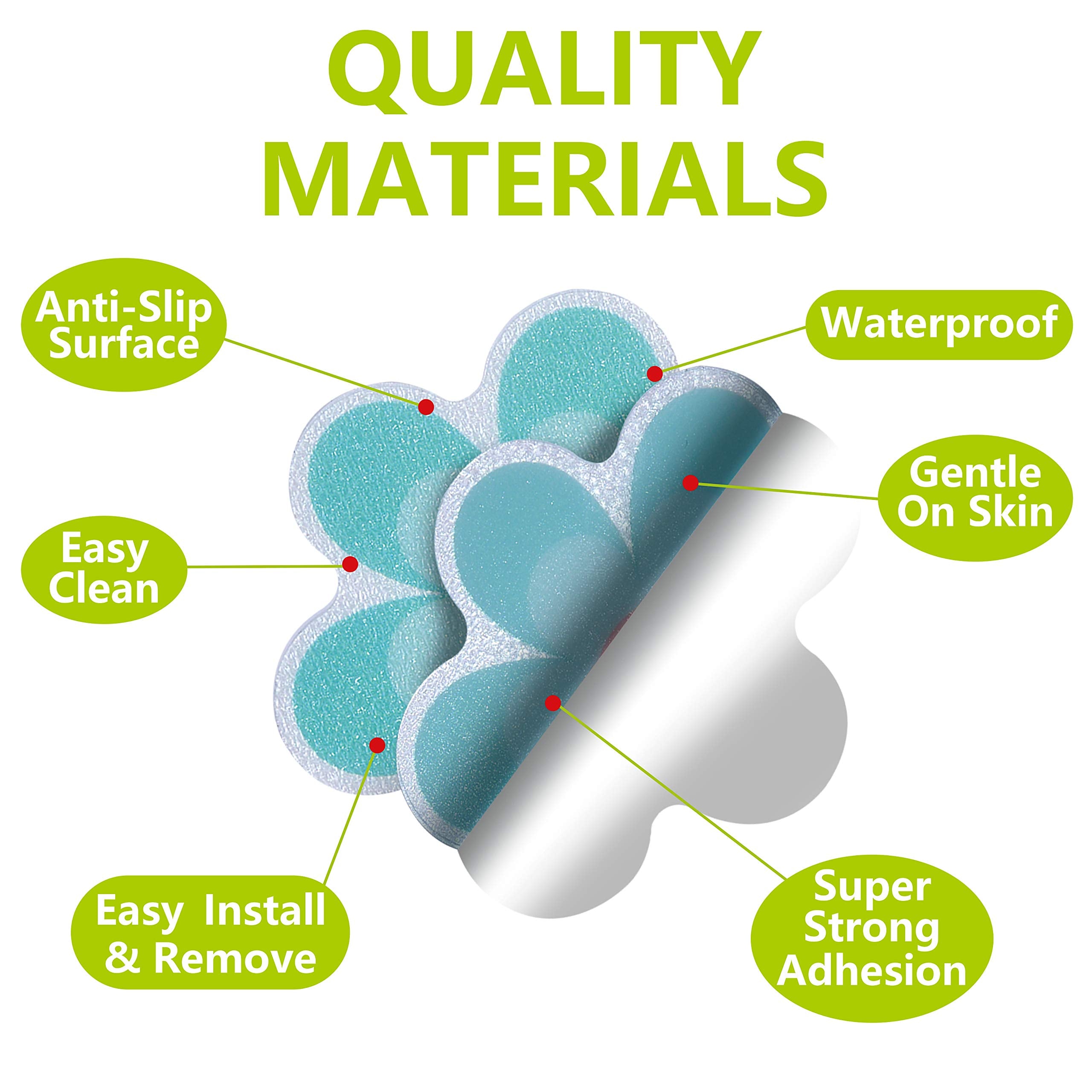 Hebayy 10 Pack Non-Slip Flower Bathtub Shower Deco Water-Resistance Stickers with Bonus Scraper