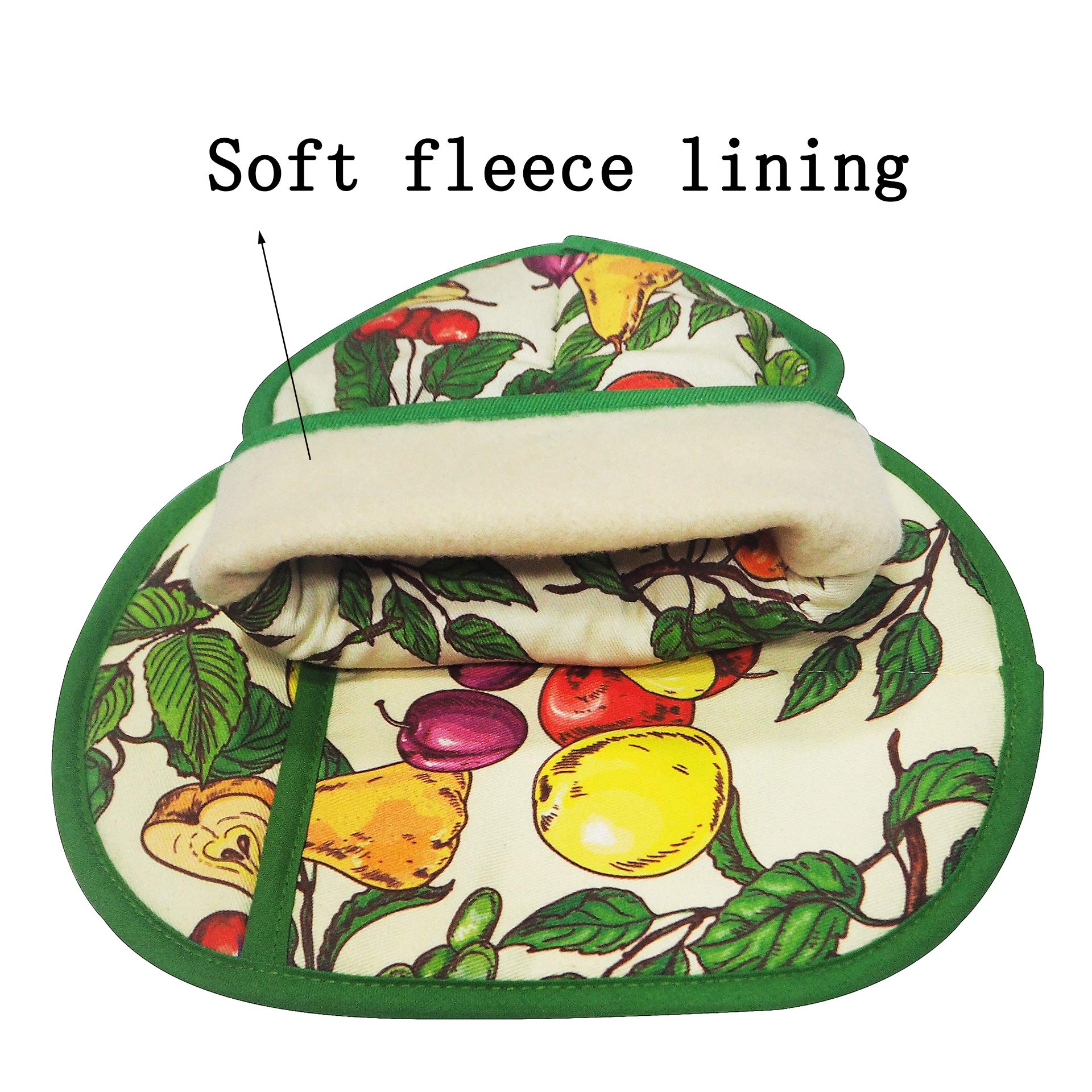 Pot Holders Set Of 2 With Transparent Clear Silicone Shell And Nice Fruit Flower Cotton Lining, Heat Resistant To 500 F Kitchen