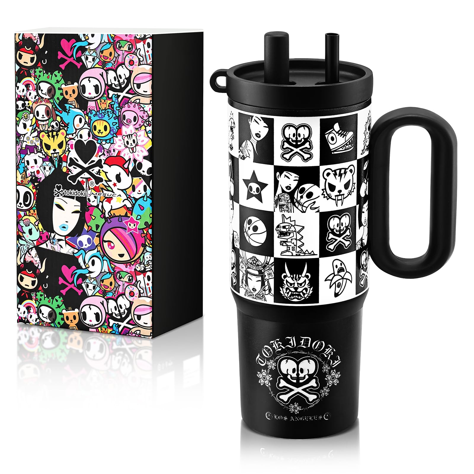 tokidoki Water Bottle, 24oz Insulated Tumbler (Goth)