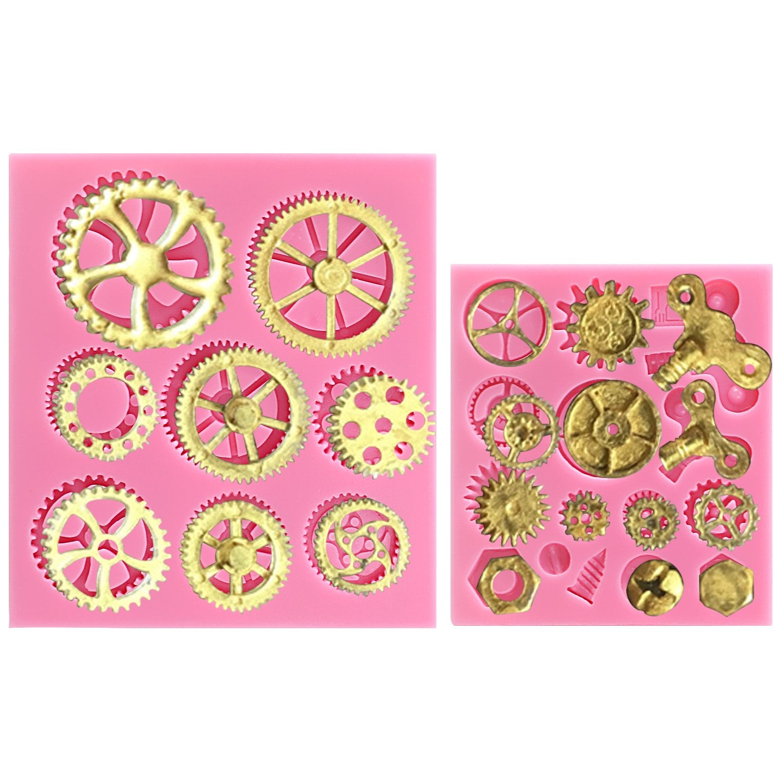 Funshowcase Steampunk Style Clock Watch Wheel Cogs Gears Candy Silicone Mold For Sugarcraft, Cake Decoration, Cupcake Topper, Fo