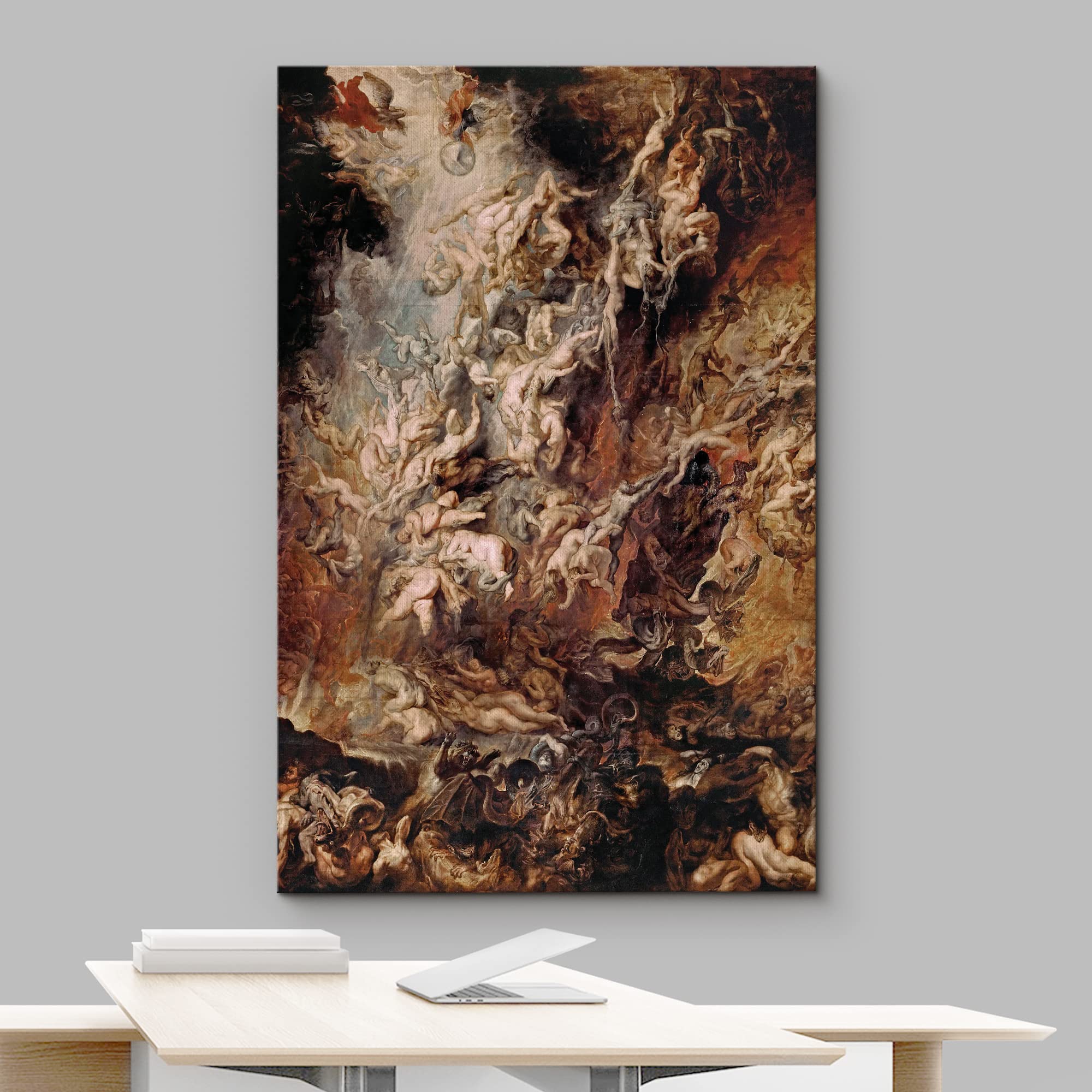Wall26 - Oil Painting Of Fall Of The Rebel Angels By Peter Paul Rubens - Baroque Style - Hell, Heaven, Catholic, Christianity -