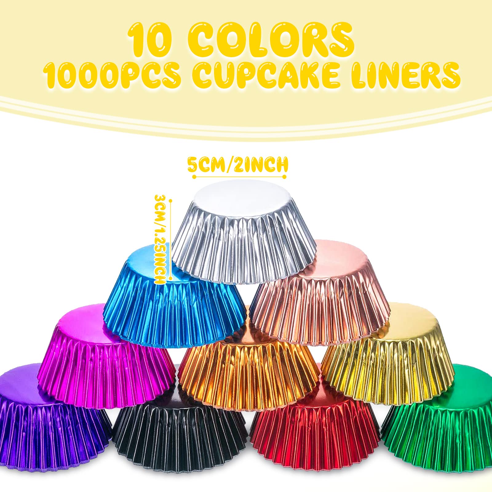 1000 Count Cupcake Liners Standard Size 2 Inch Metallic Cupcake Wrappers Cups Muffin Baking Cups For Weddings Birthdays Baby Sho