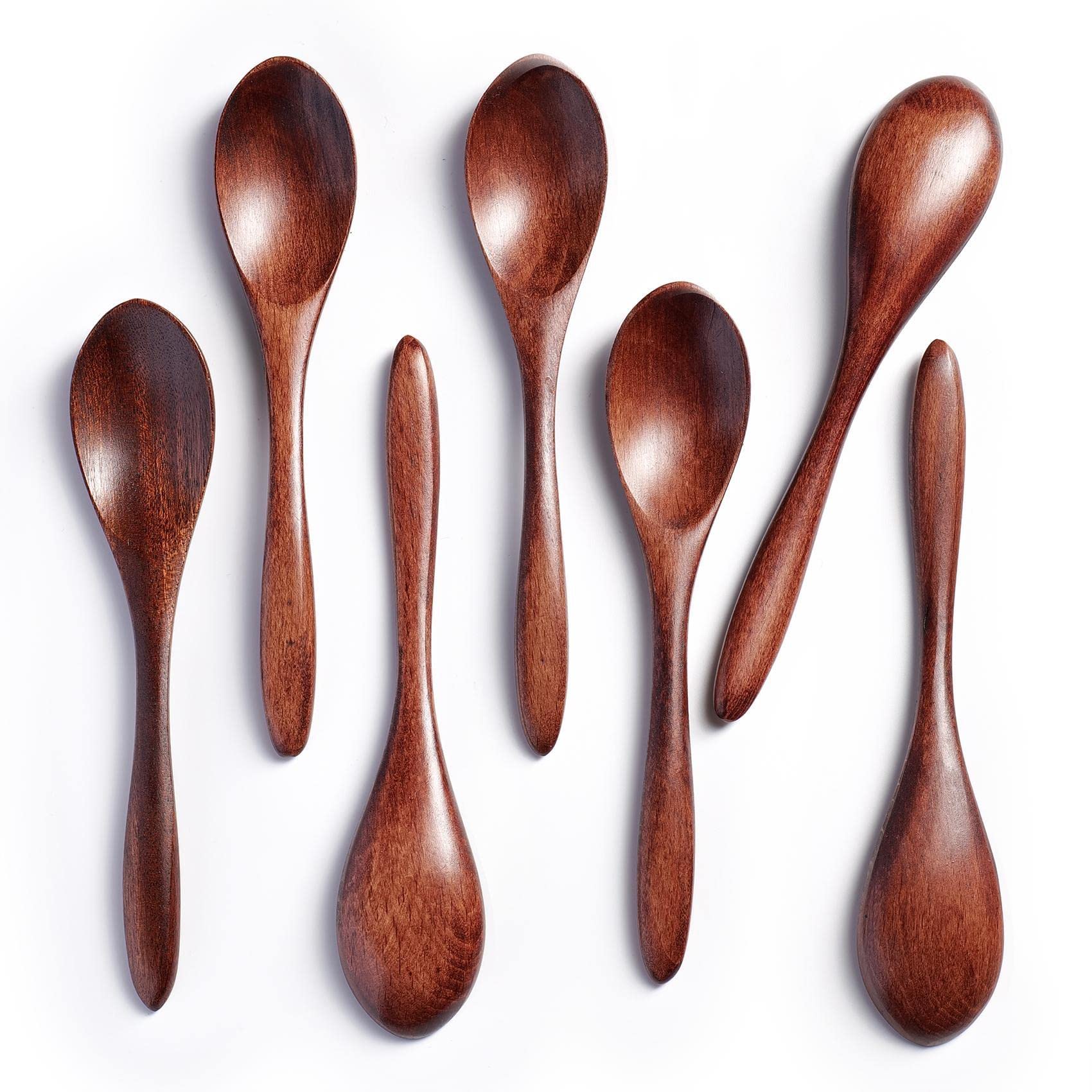Hefild 7 Pcs Small Wooden Spoons, 5.8 Inch Honey Spoons For Tea, Hardwood Wooden Honey Teaspoon For Coffee, Little Tiny Wood Spo