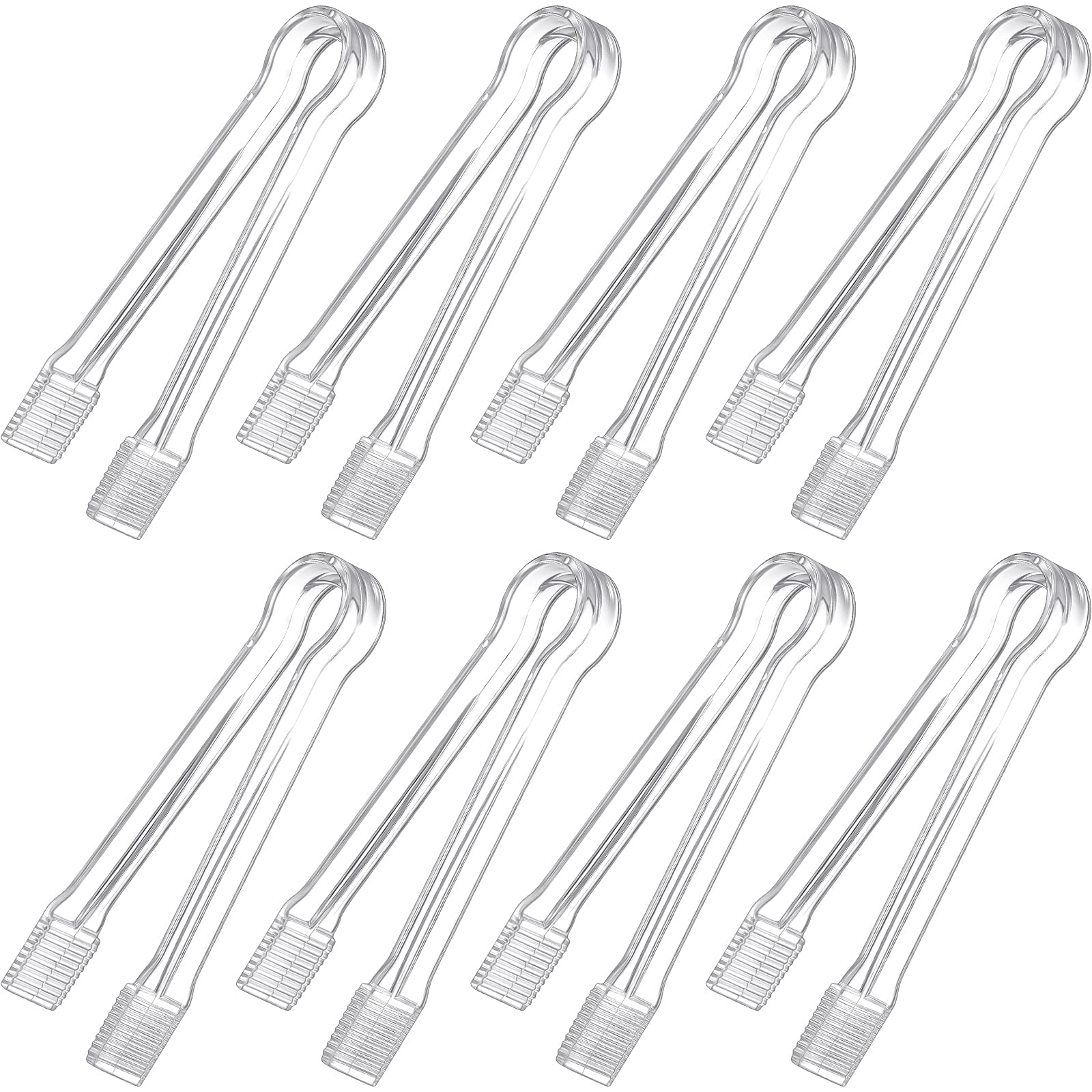 Didaey 8 Pieces Plastic Tongs For Serving Food Clear Kitchen Tongs Mini Serving Utensil Tongs 6.3 Inch Small Tongs For Food Ice