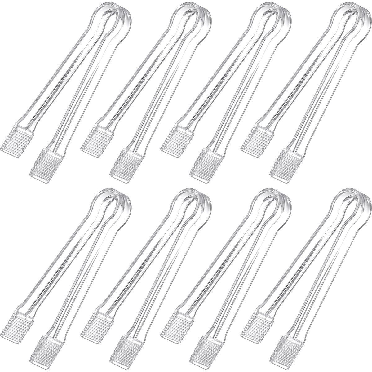 Didaey 8 Pieces Plastic Tongs For Serving Food Clear Kitchen Tongs Mini Serving Utensil Tongs 6.3 Inch Small Tongs For Food Ice