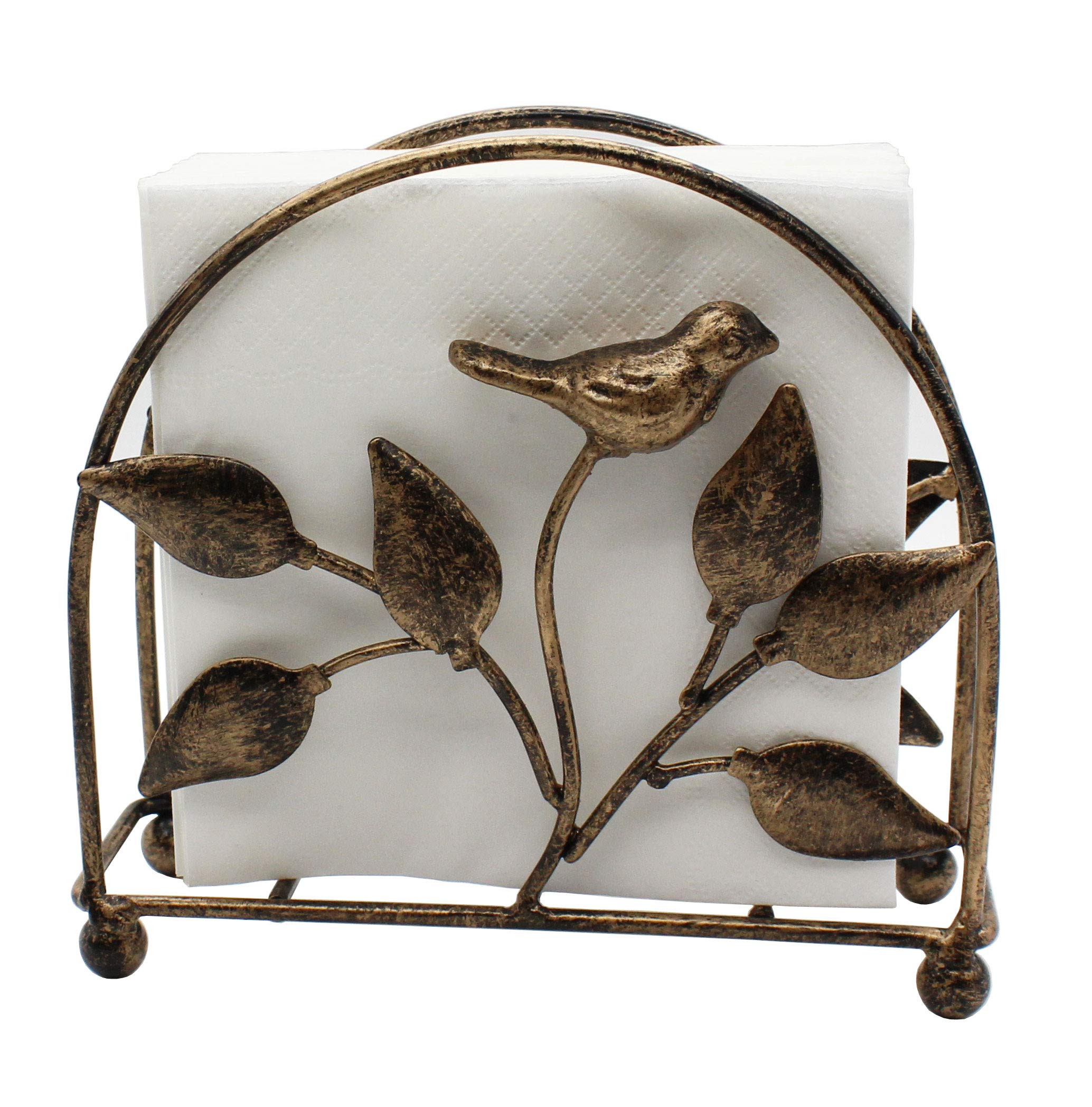 Cast Iron Bird & Tree Classic Napkin Holder/Tabletop Freestanding Tissue Dispenser, Bronze