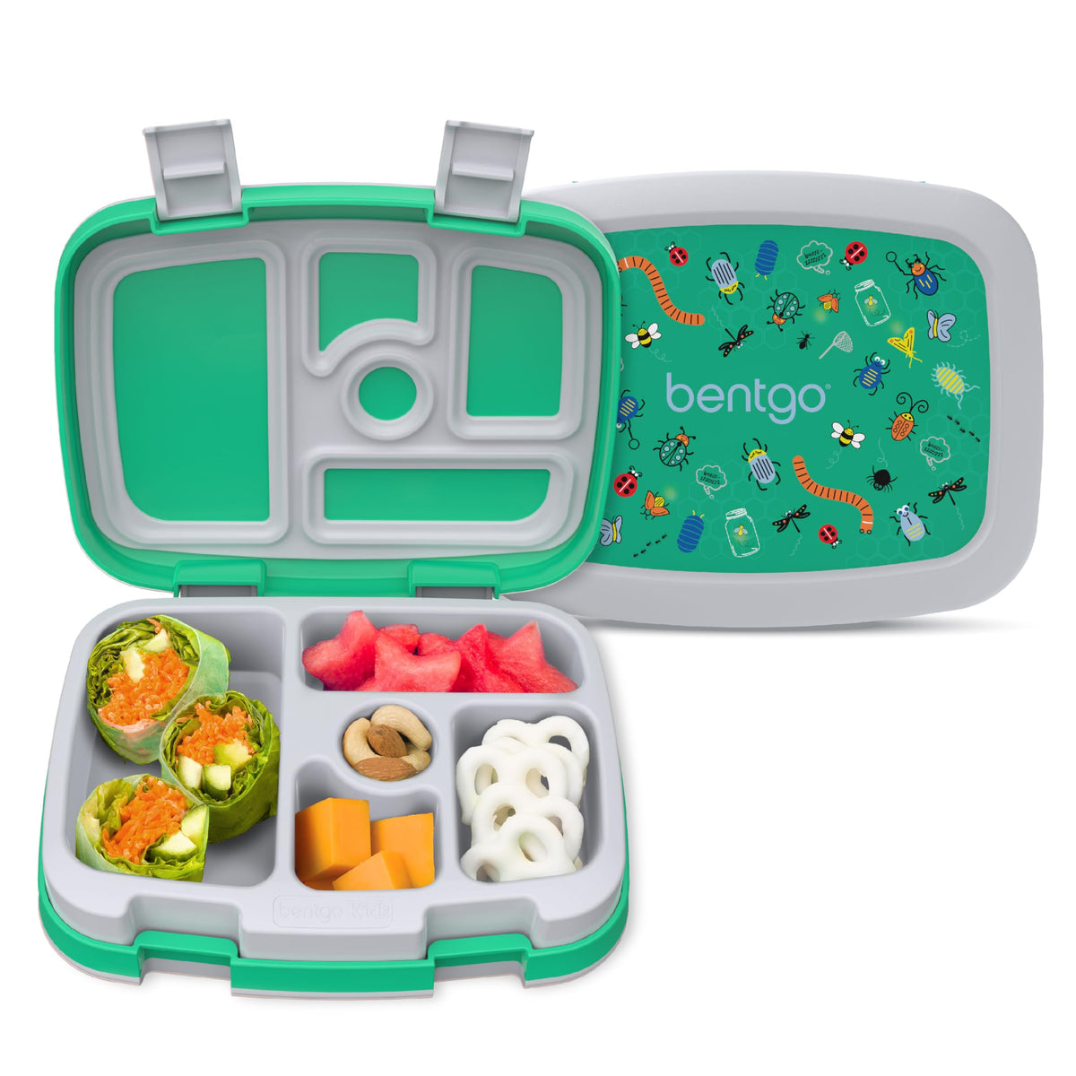 Bentgo Kids Prints Leak-Proof, 5-Compartment Bento-Style Kids Lunch Box - Ideal Portion Sizes For Ages 3-7, Durable, Drop-Proof,