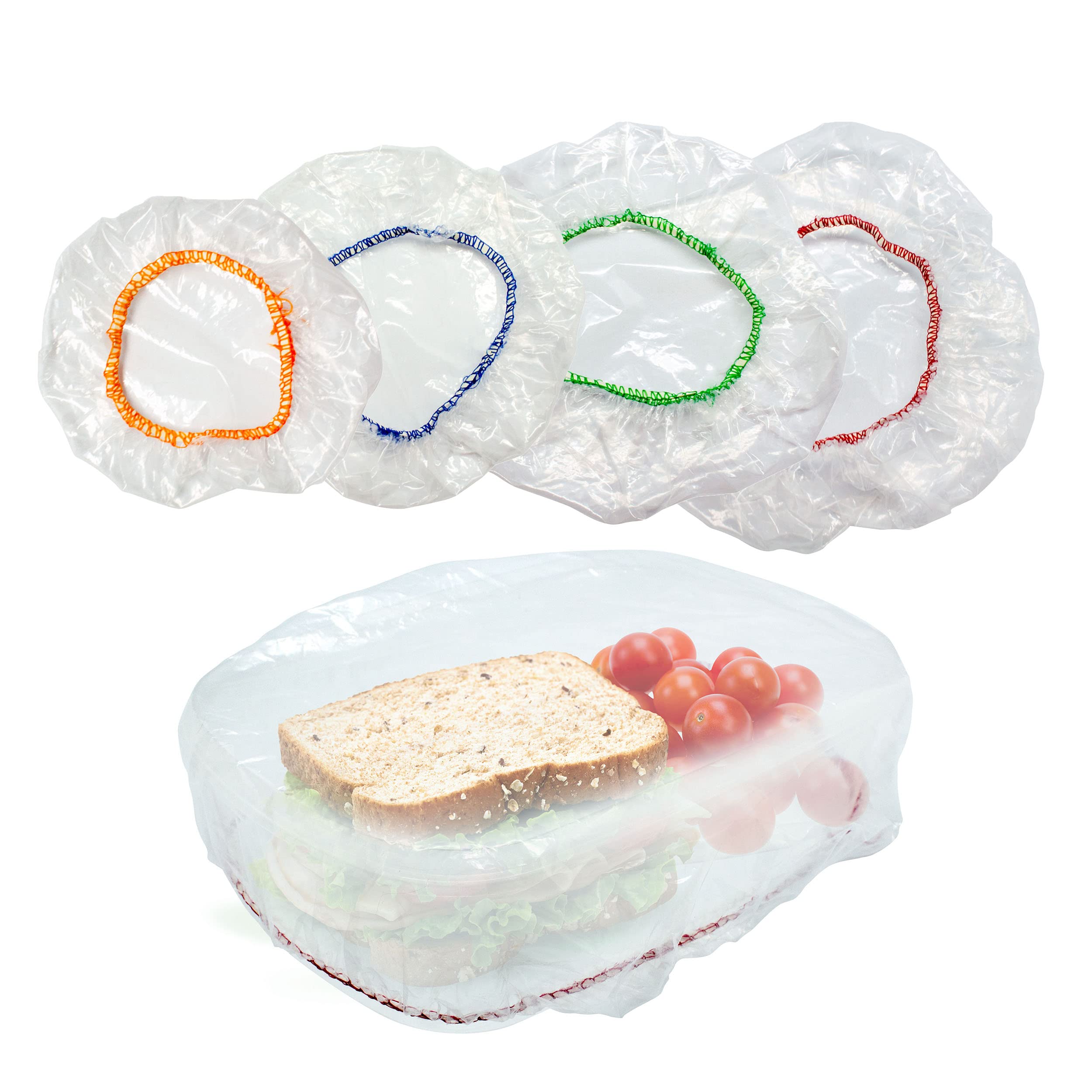 Culinary Elements Reusable Bowl Covers, 12Pack, 4 Sizes with Elastic, BPAFree Plastic Food Storage Lids for Leftovers, Plates,