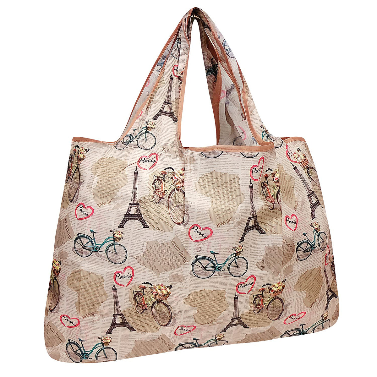 Allydrew Large Foldable Tote Nylon Reusable Grocery Bag, Paris