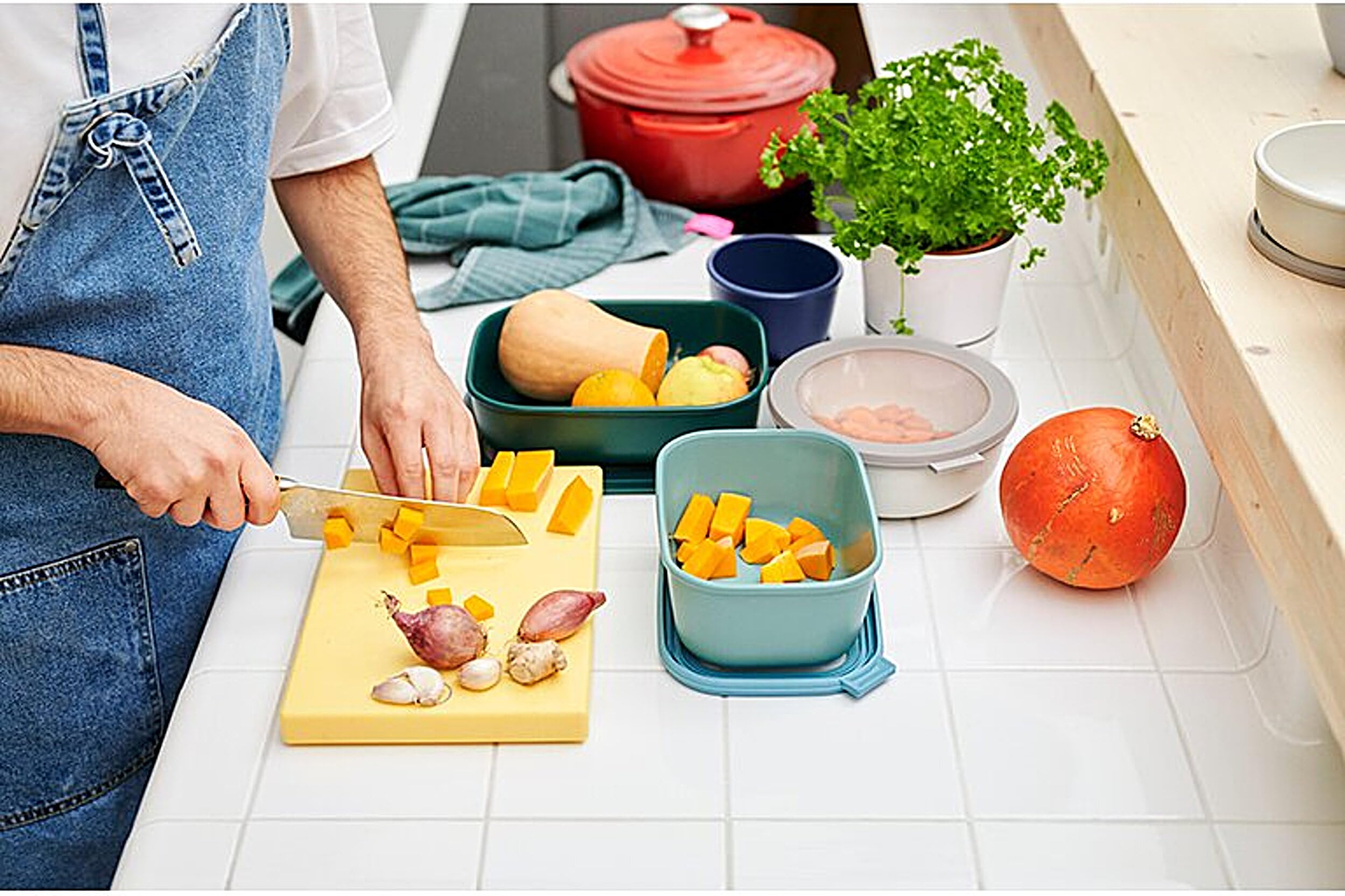 Mepal Cirqula Multi Bowl Rectangular 2000 ml Nordic Blue-Food Storage Box-Stackable-Dishwasher Safe