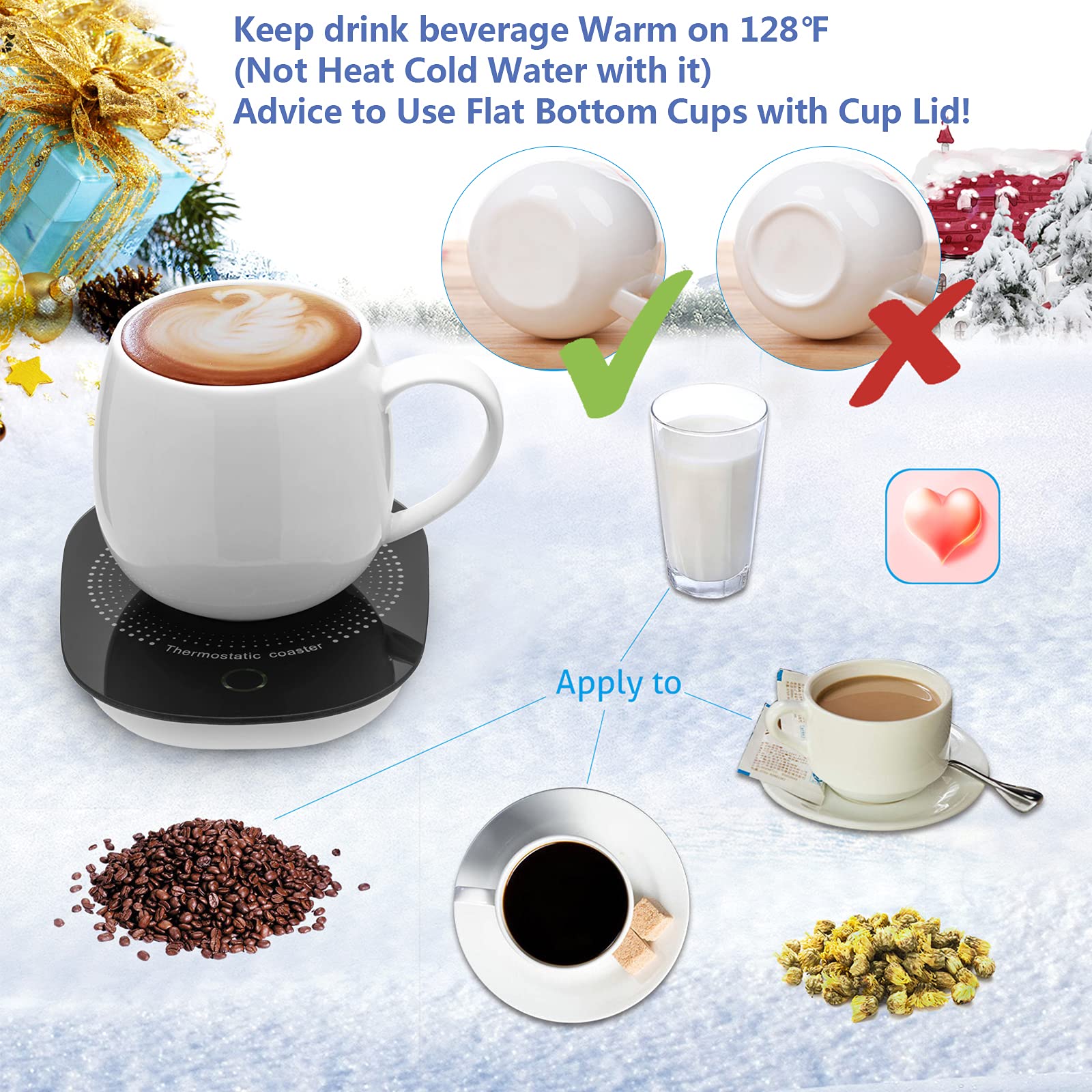Coffee Mug Warmer for Desk with Auto Shut Off  Coffee Cup Warmer for Desk Office Home-Xmas Coffee Gifts