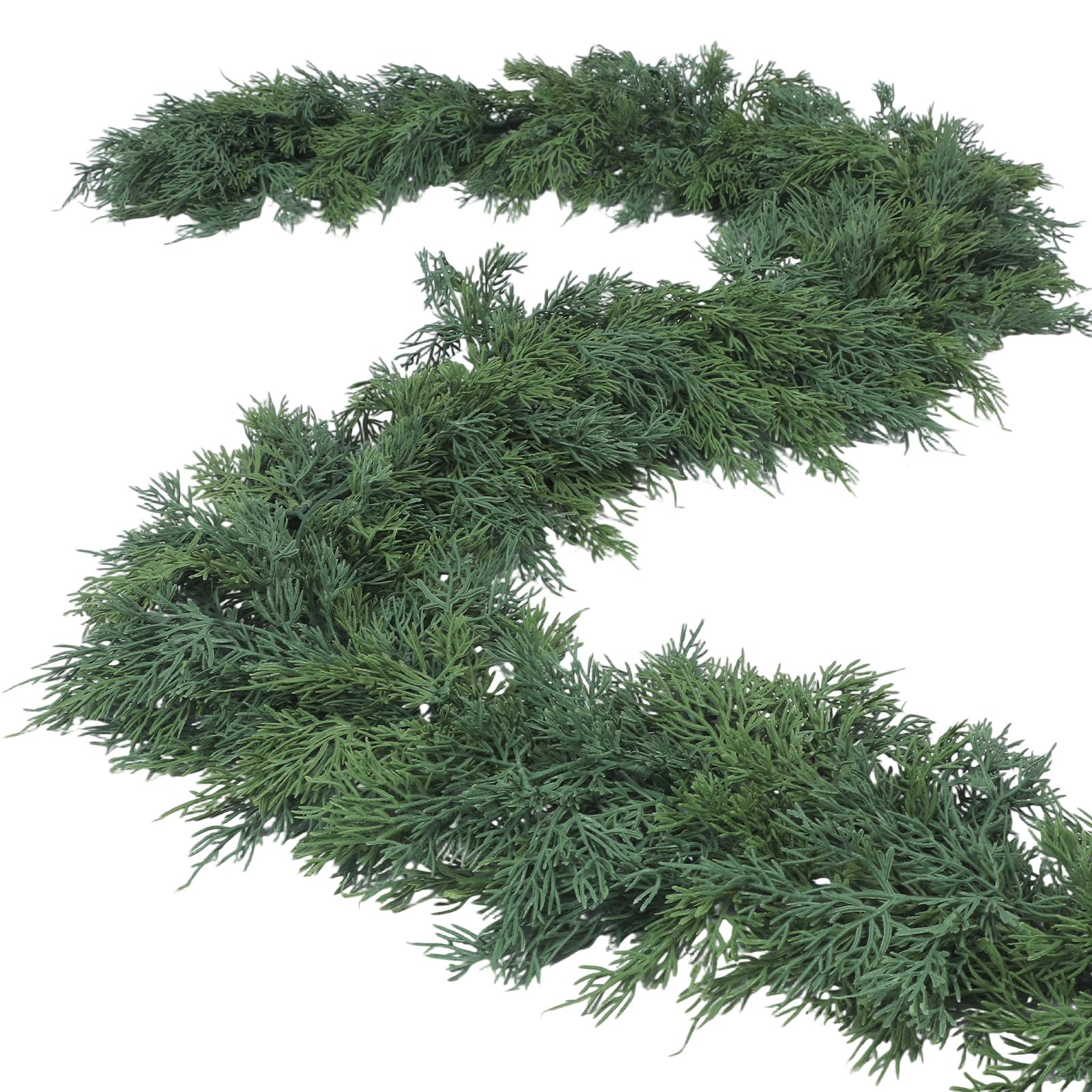 Dingion 1 Pcs 6 ft Christmas Cedar Garland - Artificial Realistic Green Faux Cedar Pine Garland Soft and Thick for Home Table, M