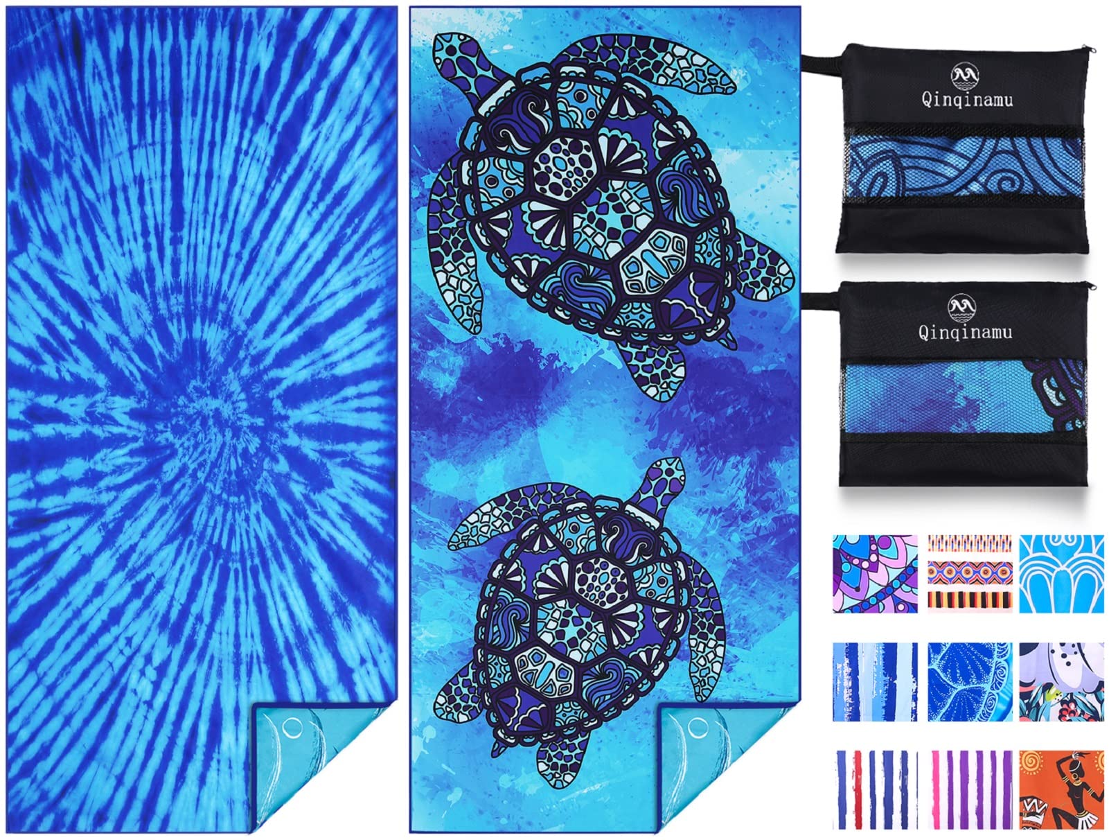 2 Pack Microfiber Thin Lightweight Beach Towel Oversized 71X32 Extra Large Sand Free Towels For Travel Swim Pool Yoga Gym Campin