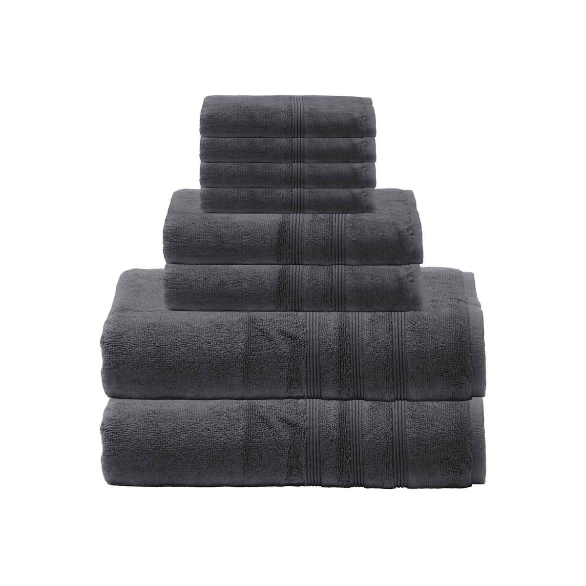 Mosobam Luxury Turkish 8Pc Towel Set 30X58 16X30 13X13 Charcoal Gray (Dark Grey) 700 Gsm Bamboo Viscose & Aegean Turkish Combed