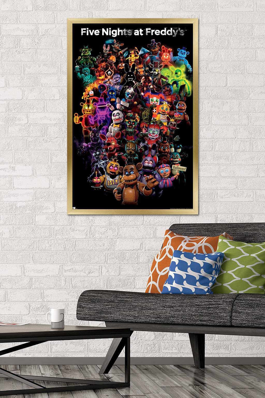 Trends International Five Nights At Freddy'S: Special Delivery - Collage Wall Poster, 22.37'' X 34.00'', Gold Framed Version