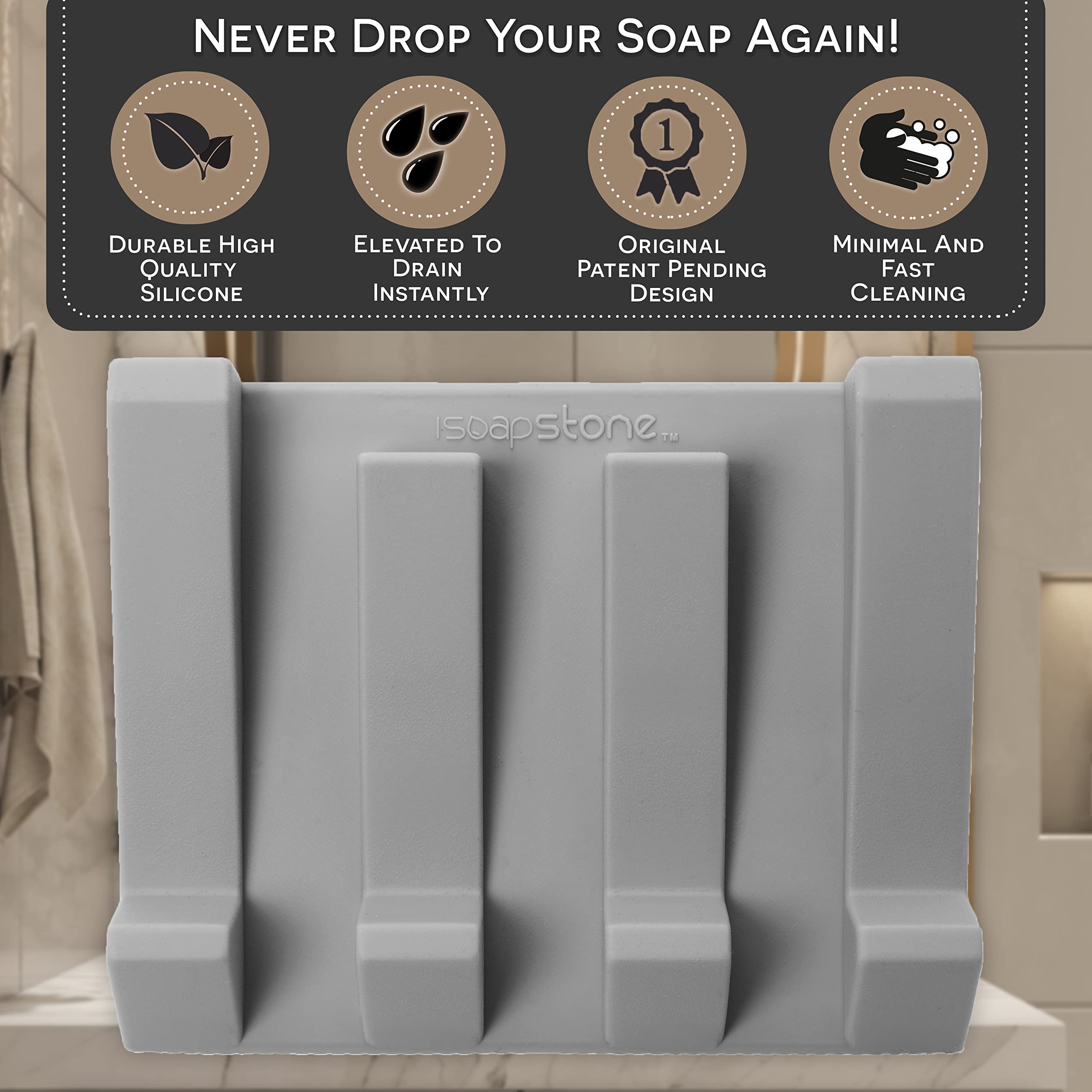 Isoapstone Silicone Soap Dish Self Draining Shower Waterfall Bar Holder Tray With Drain Saver For Kitchen Bathroom Accessories S