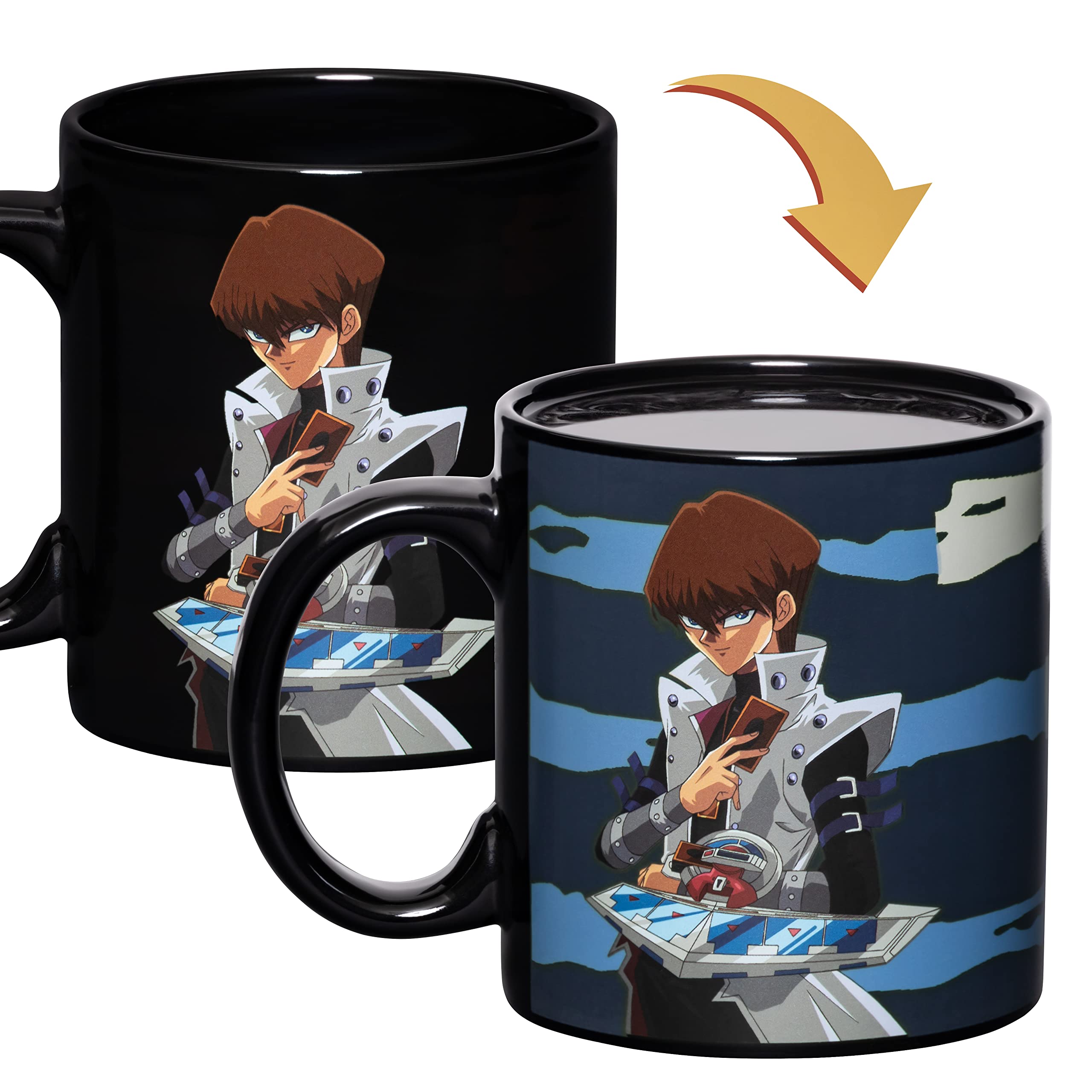 Surreal Entertainment YU-GI-OH Kaiba and Blue Eyes White Dragon Monster Heat Change Ceramic Coffee Mug Black