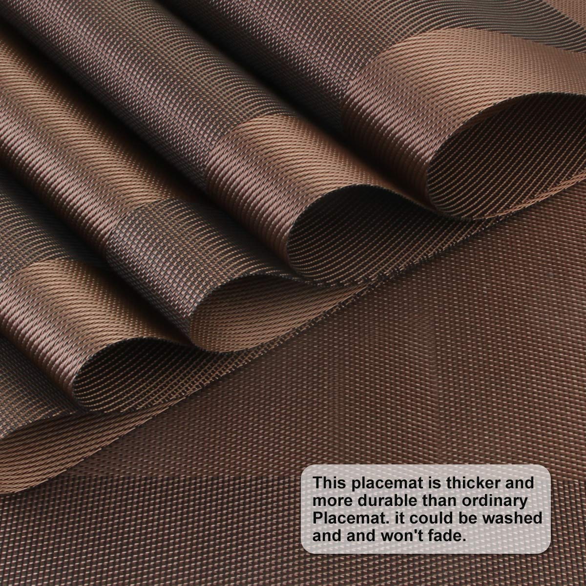 Dachui Placemats Set Of 6, Stylish Woven Place Mats For Dining Table, Washable & Durable Pvc Table Mats (Black Brown)