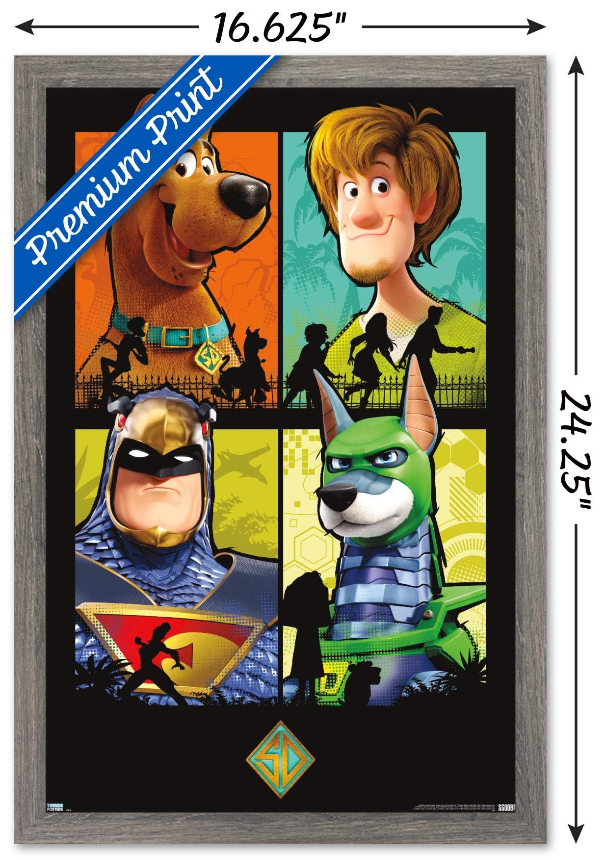Trends International Scooby- Doo: Scoob! - Grid Wall Poster, 14.725'' X 22.375'', Barnwood Framed Version