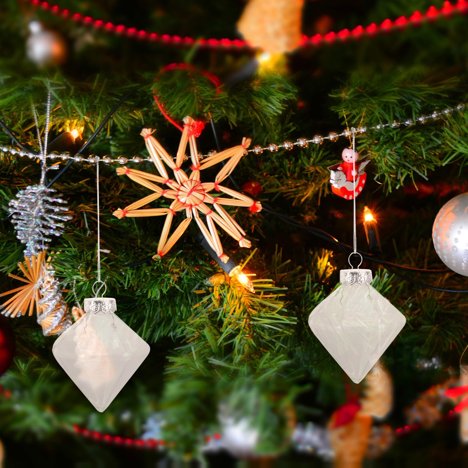 Kichvoe 12pcs Clear Plastic Fillable Christmas Ornaments Transparent for Festive Decorations Weddings and Parties Shatterproof D