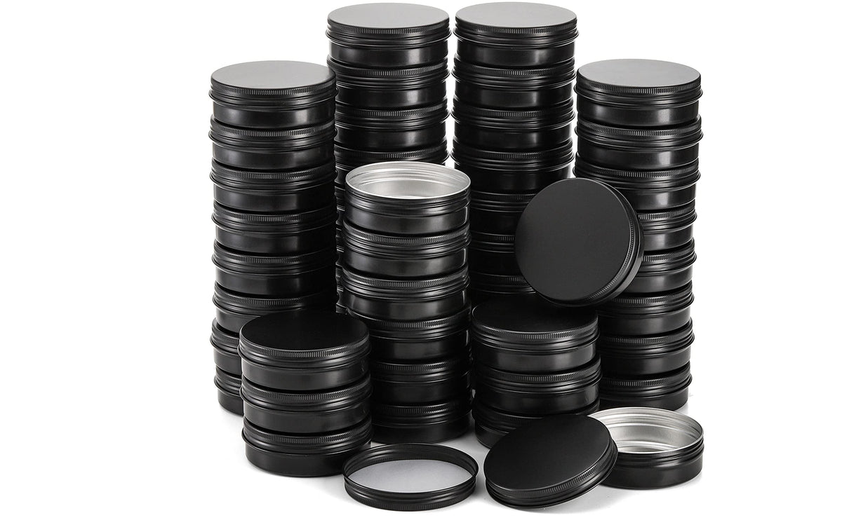 Foraineam 60 Pack 2 Oz Round Lip Balm Tin Cans Cosmetic Sample Containers With Screw Lid - Aluminum Empty Tins For Salve, Powder