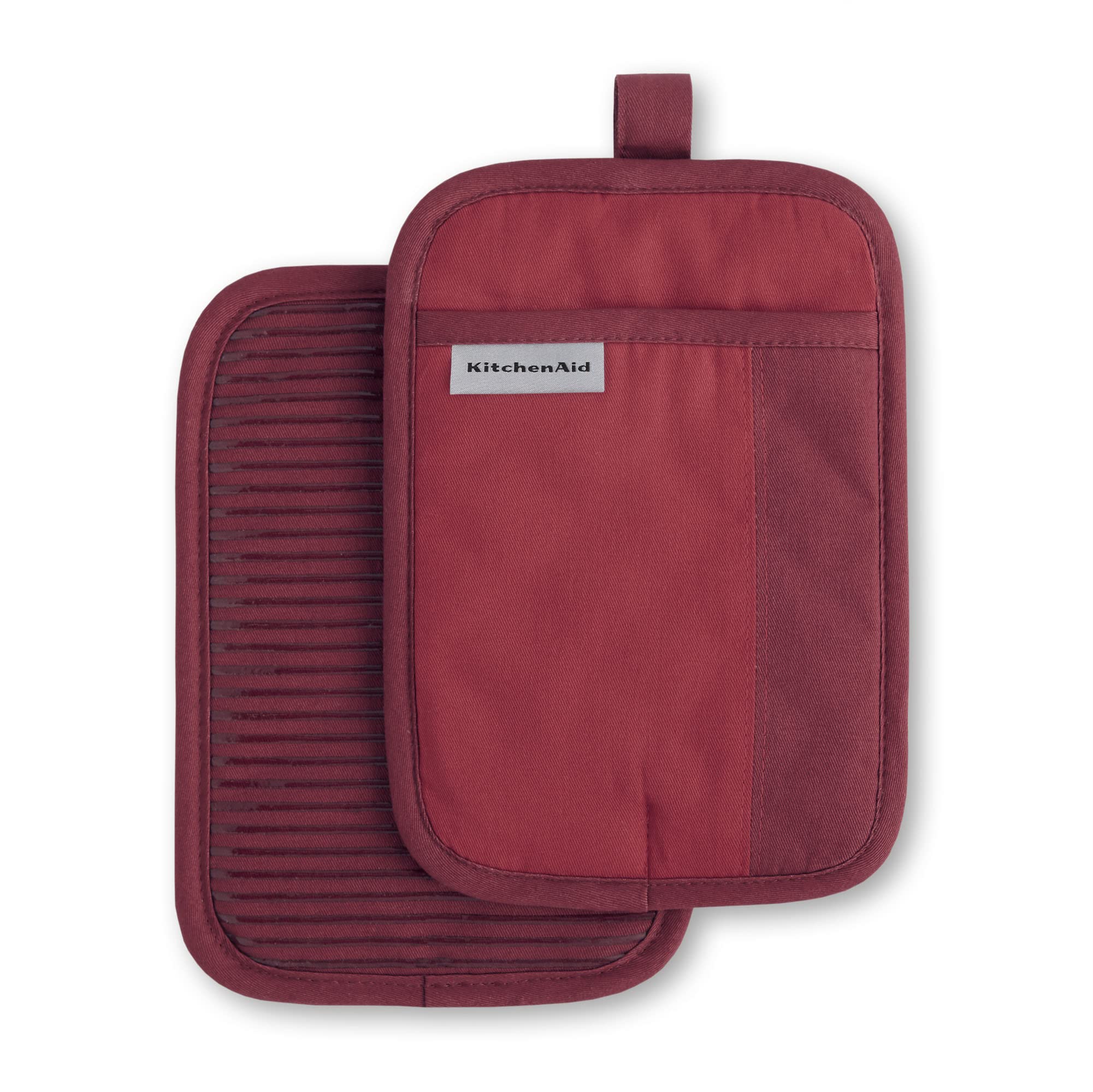 KitchenAid Beacon Two-Tone Non-Slip Pot Holder Set, Passion Red/Bordeaux, 7x10, 2 Piece