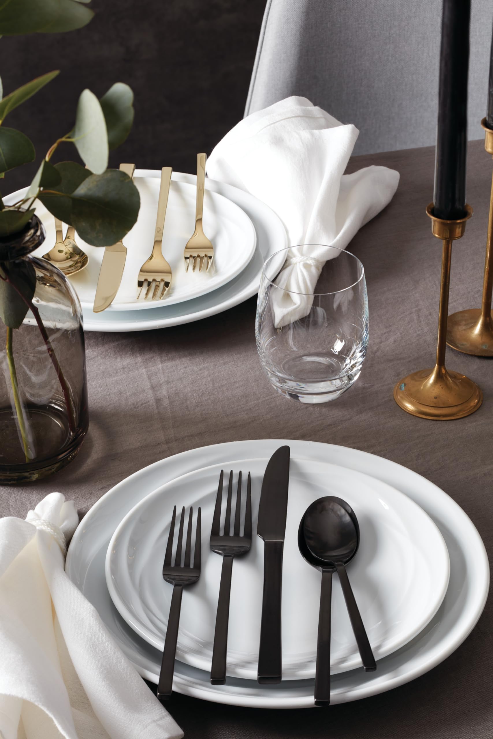 Oneida Allay Midnight 20 Piece Everyday, Service For 4 Flatware Set, 20Pc Fw, Stainless