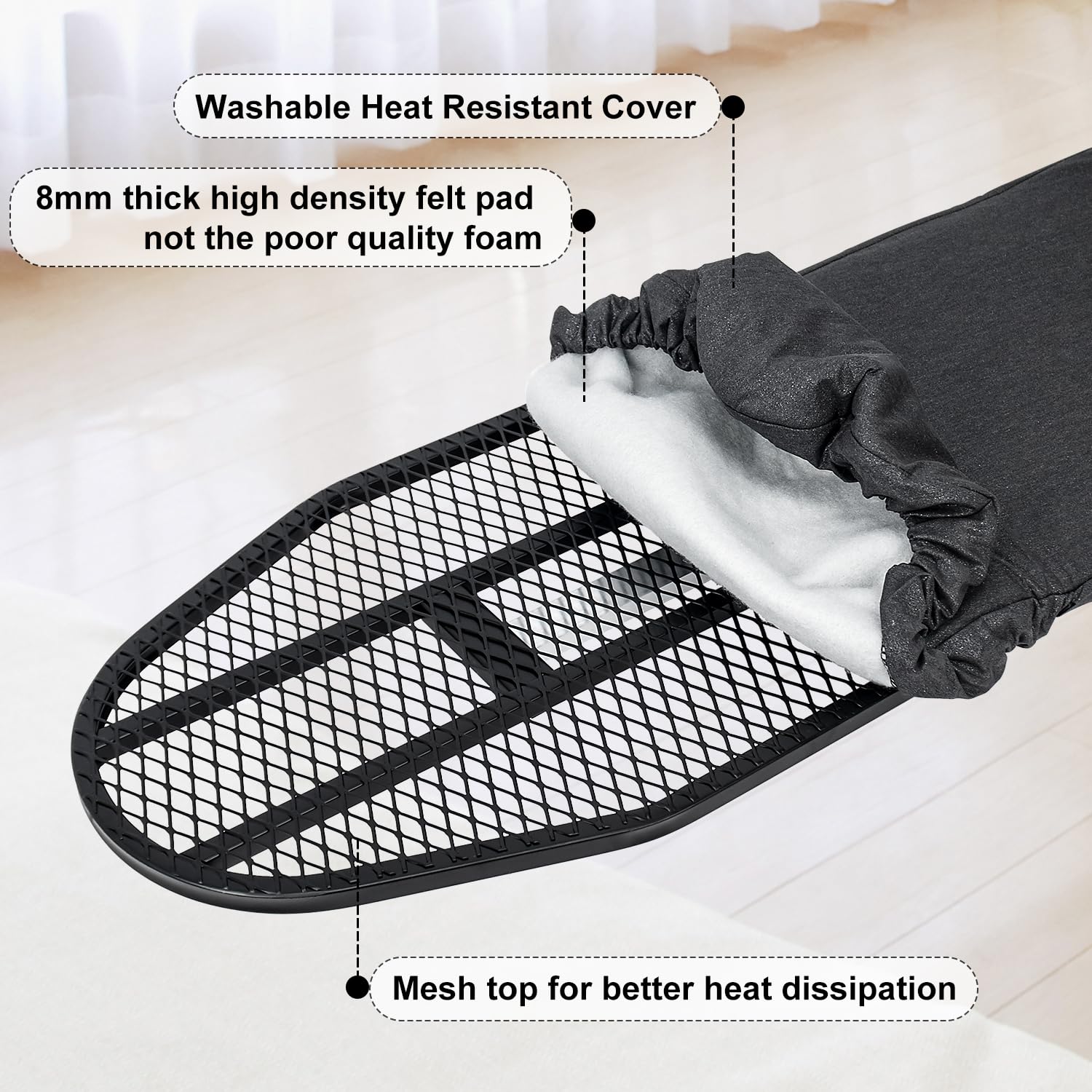 Duwee 12''?36'' Wall Mounted Ironing Board Folding Ironing Board Cabinet with Heat Resistant Cover Compact Wall Mount Fold Down Iron Board for Small Spaces