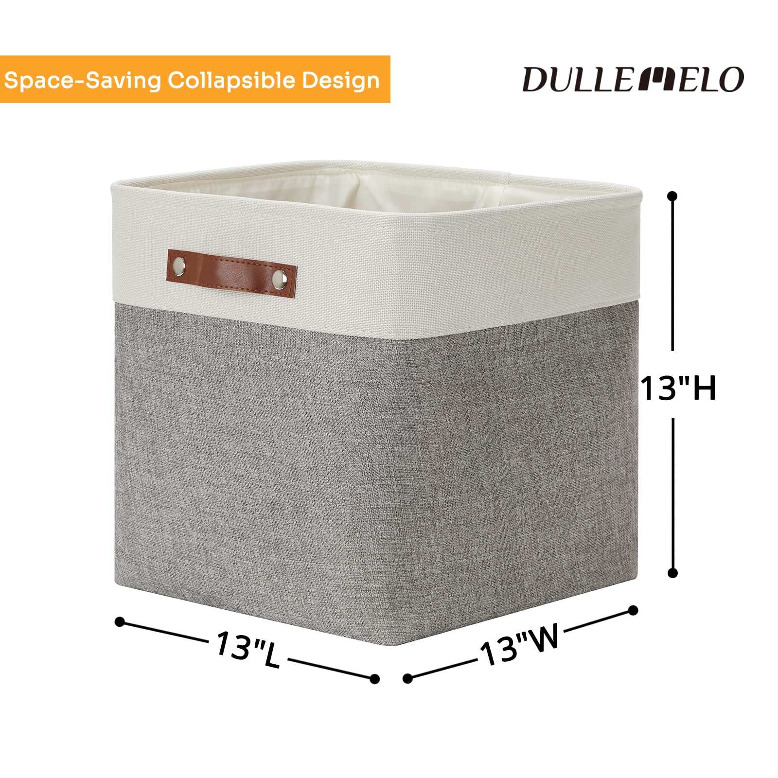 DULLEMELO 13 inch Fabric Storage Cubes 4 Pack Foldable Baskets/Bins for Home Office Organizer Closet  Shelves  Toy  Nursery