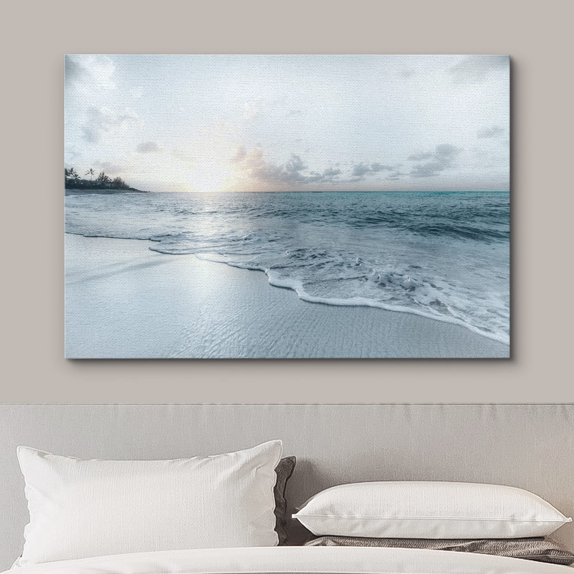 Wall26 Canvas Print Wall Art Washed Out Gray Sunset Beach Shoreline Nature Wilderness Photography Modern Art Rustic Scenic Color