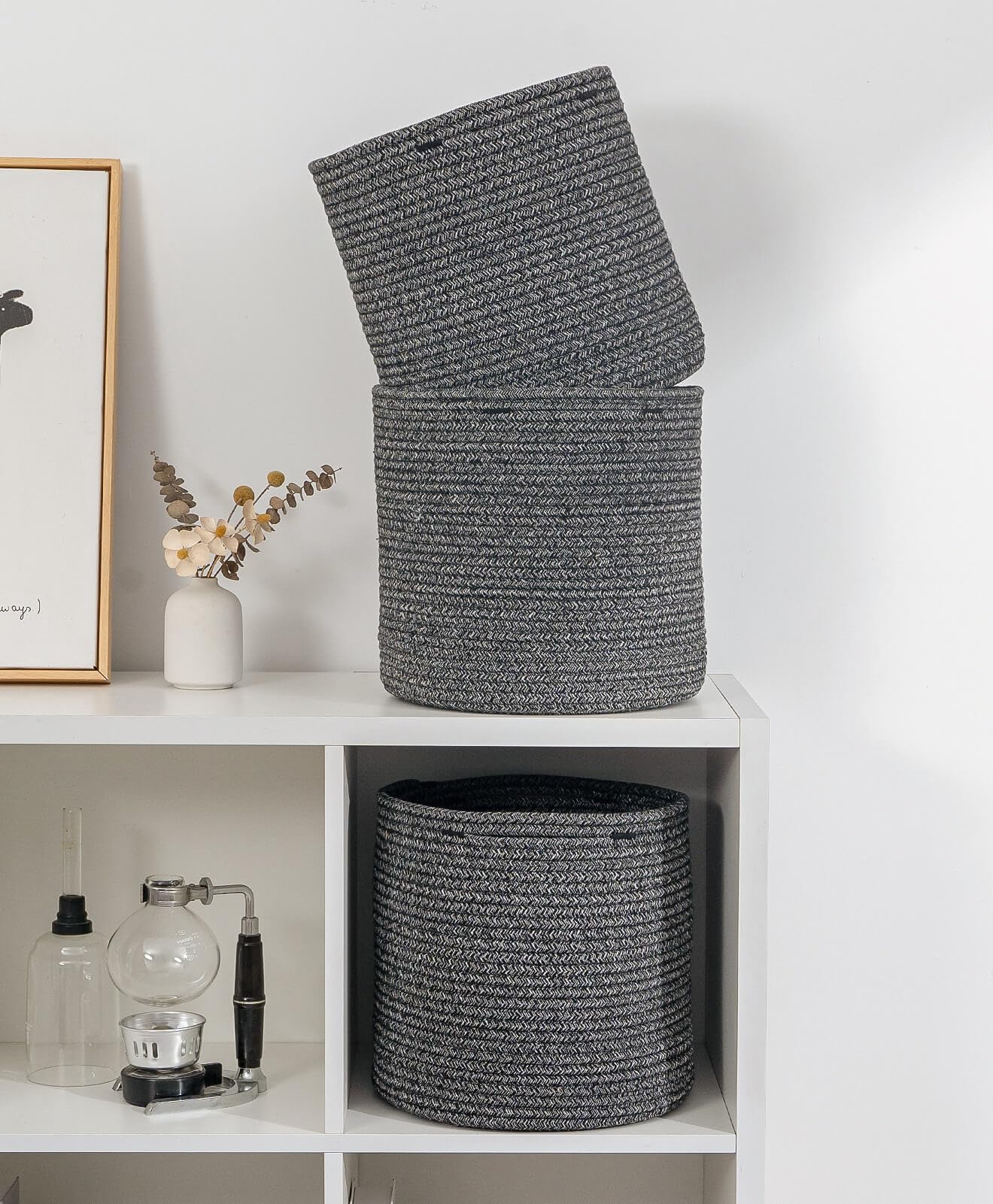 Voten Storage Cubes Baskets Bins Organizer 11X11X11'' Fit 12X12''Cube Storage Organizer Bookcases Shelves,Roomy Cute Durable Wov