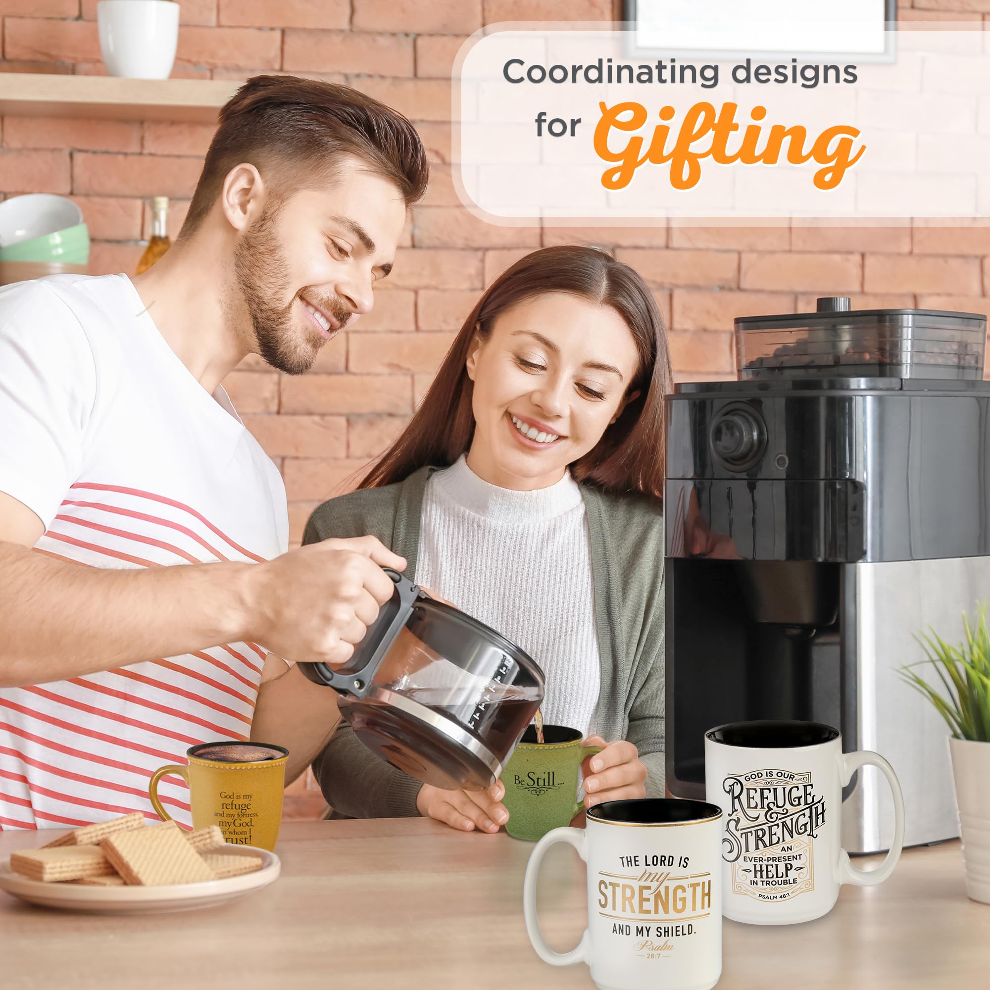 Christian Art Gifts Large Ceramic Men'S & Women'S Coffee & Tea Mug W/Encouraging Scripture: Refuge & Strength - Psalm 46:1 Inspi