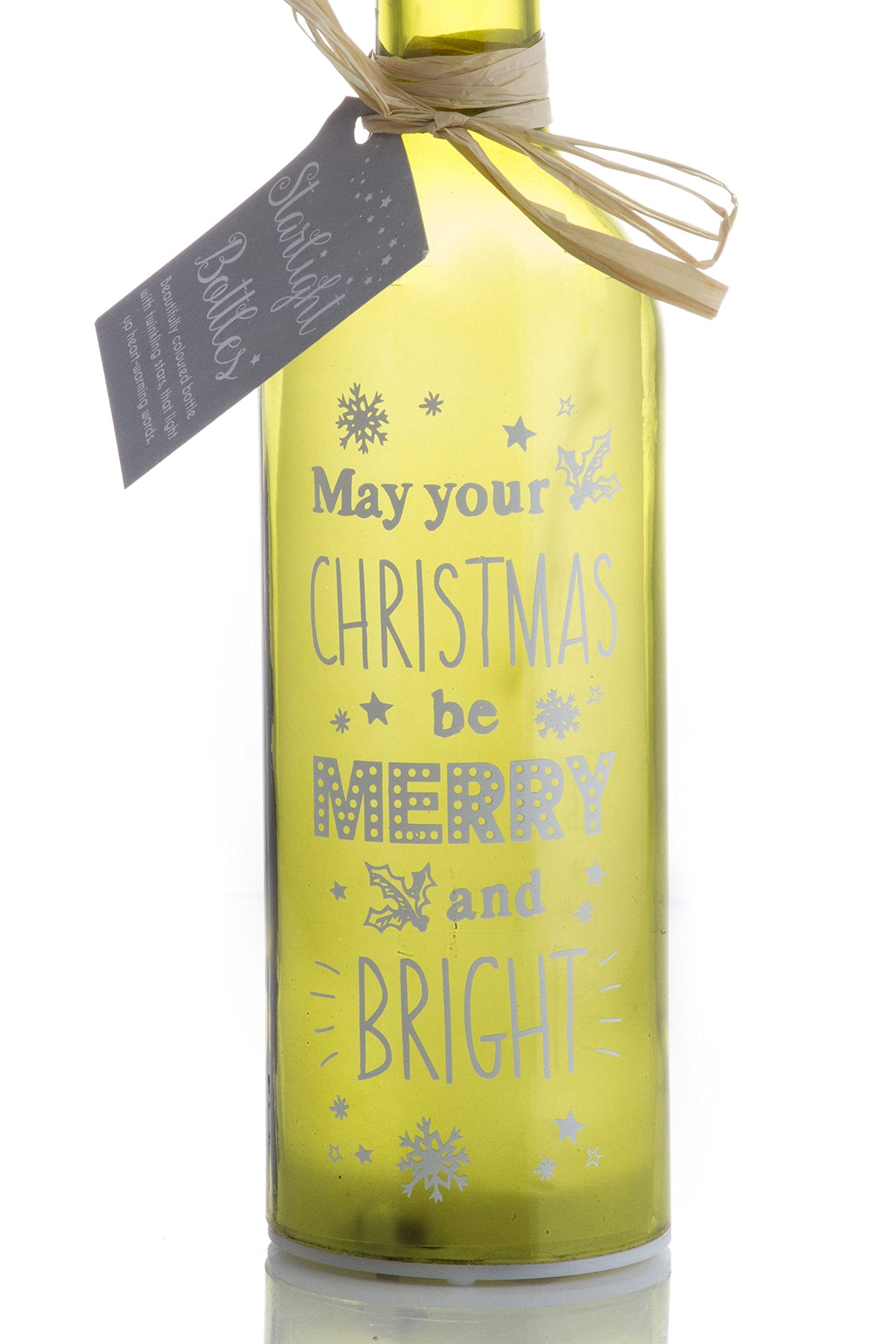 Boxer Merry and Bright-Starlight Bottle, Green, 6.7 x 6.7 x 29.5 cm
