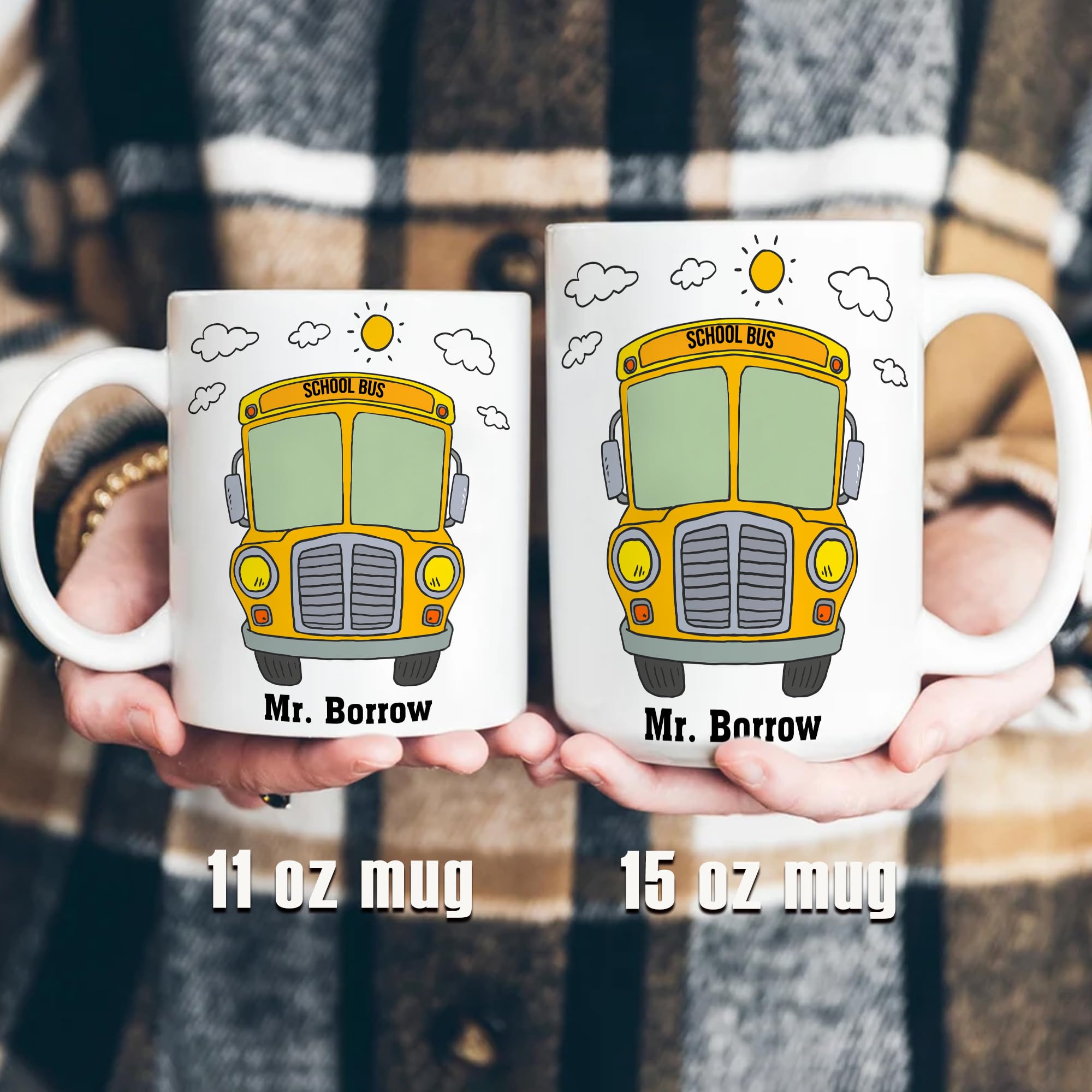 Bus Driver Appreciation Gifts Personalized Ceramic Coffee Travel Mug 11 15 Oz Custom Name Cup Back To School Gift for Men Women