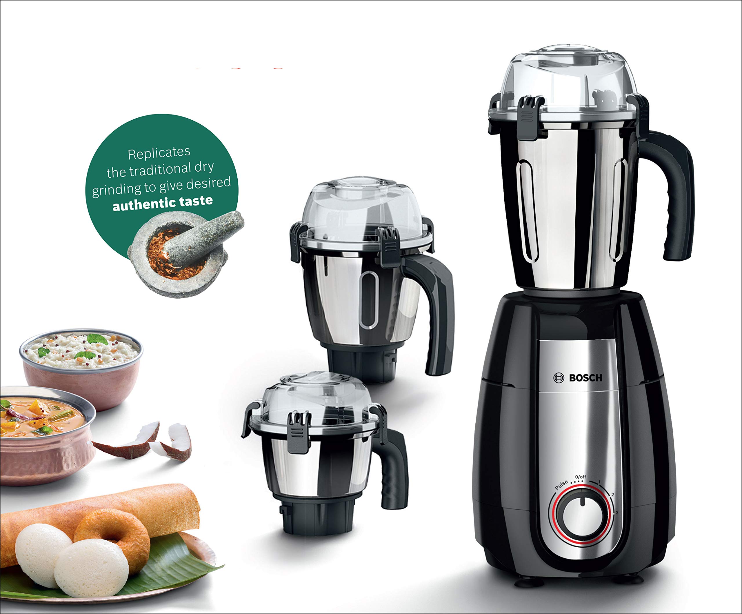 Bosch Pro 750W Mixer Grinder with 3 Jars (Black)