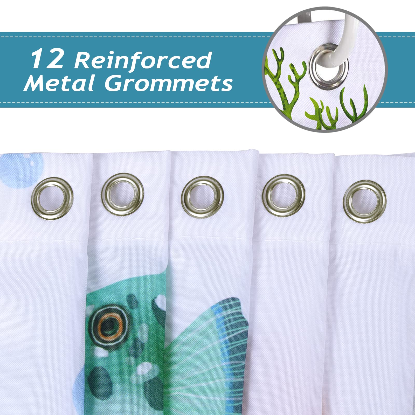 Bonhause Fish Shower Curtain, Colorful Tropical Fish Ocean Creatures Bathroom Curtain 72X72 Inch Polyester Fabric Waterproof Bat