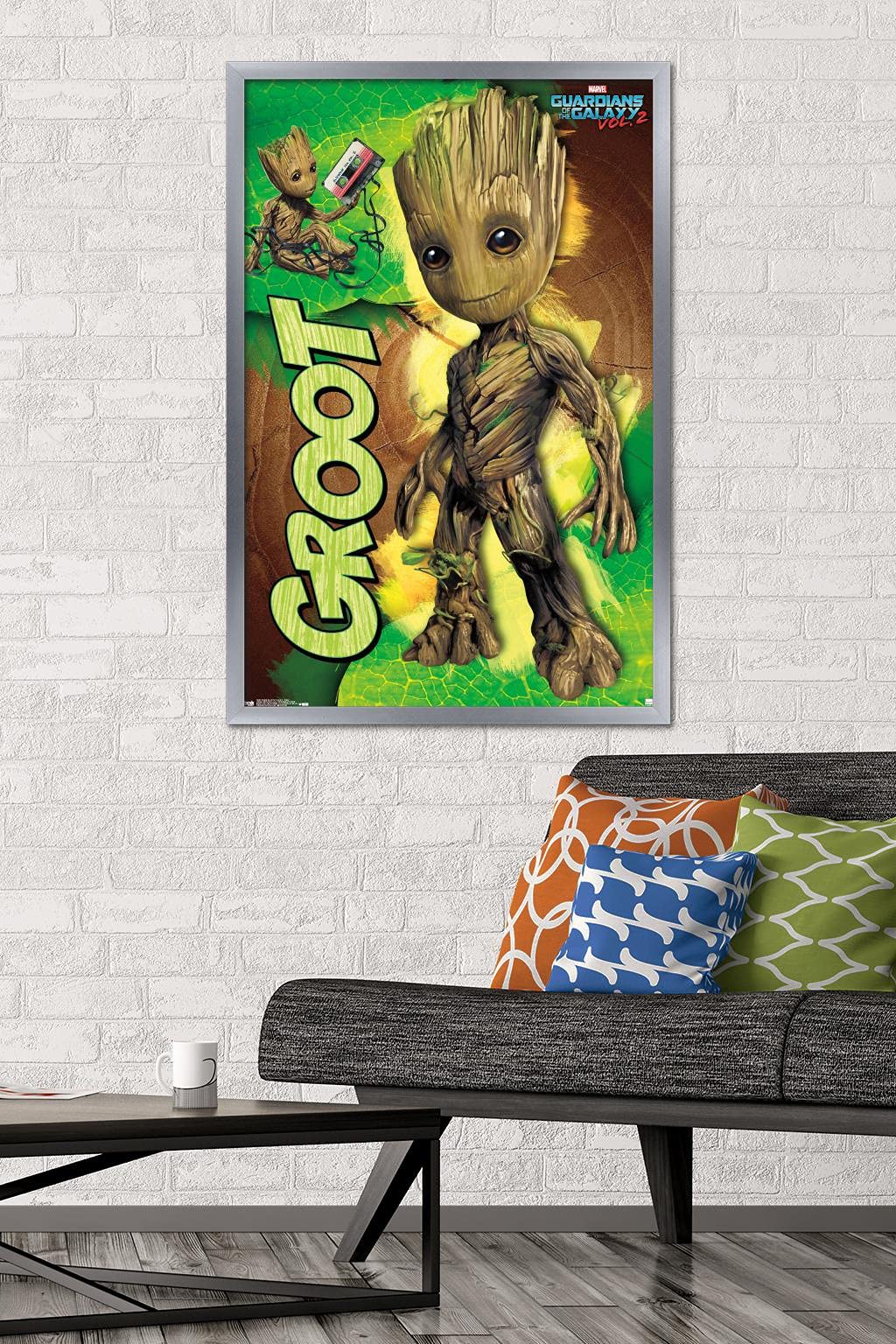 Trends International Marvel Cinematic Universe - Guardians Of The Galaxy 2 - Groot Wall Poster, 22.375'' X 34'', Silver Framed V