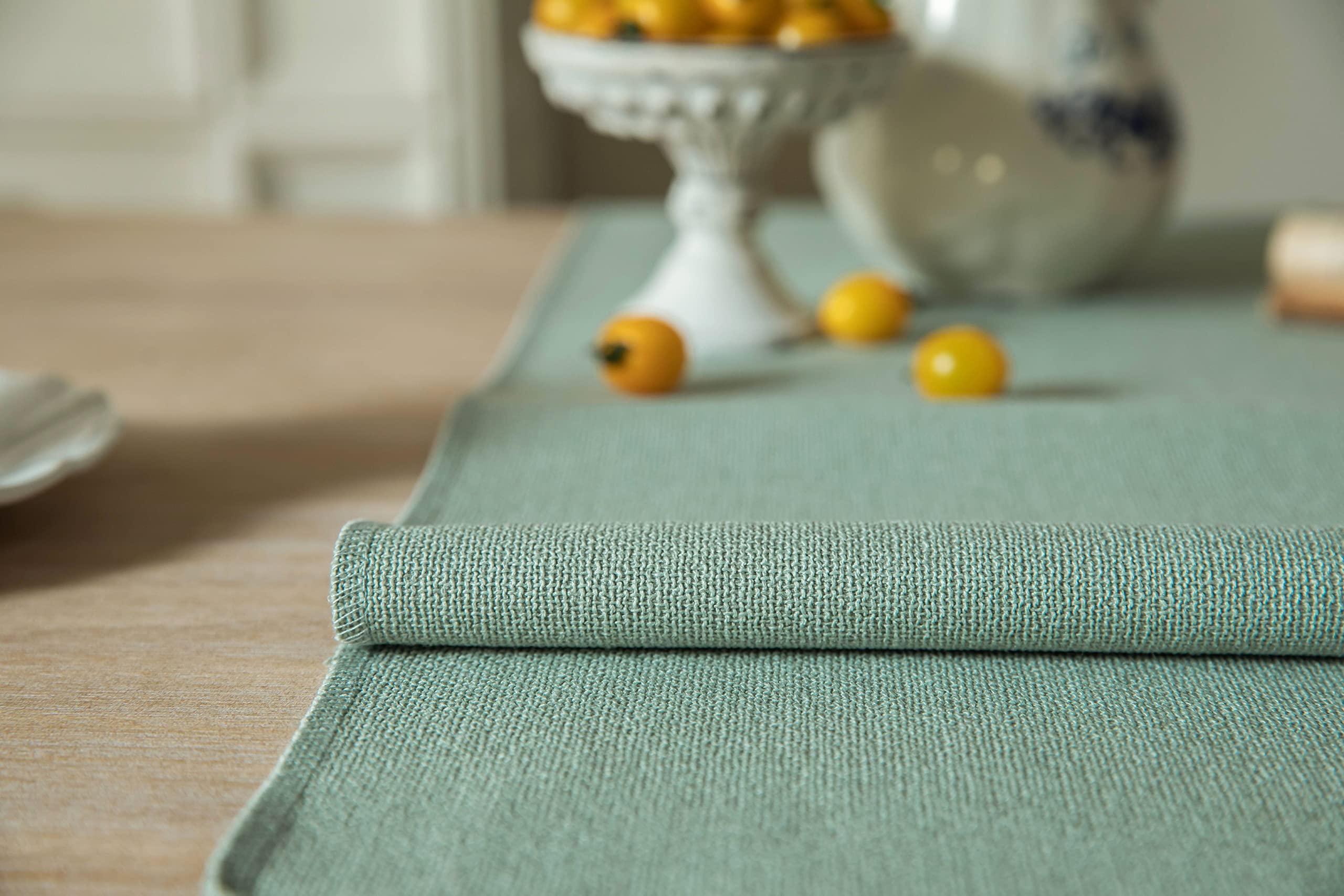 Zeemart Sage Table Runners 48 Inches Long, Burlap Linen Style Rustic Farmhouse Table Runner, Small Short Boho Coffee Table Runne