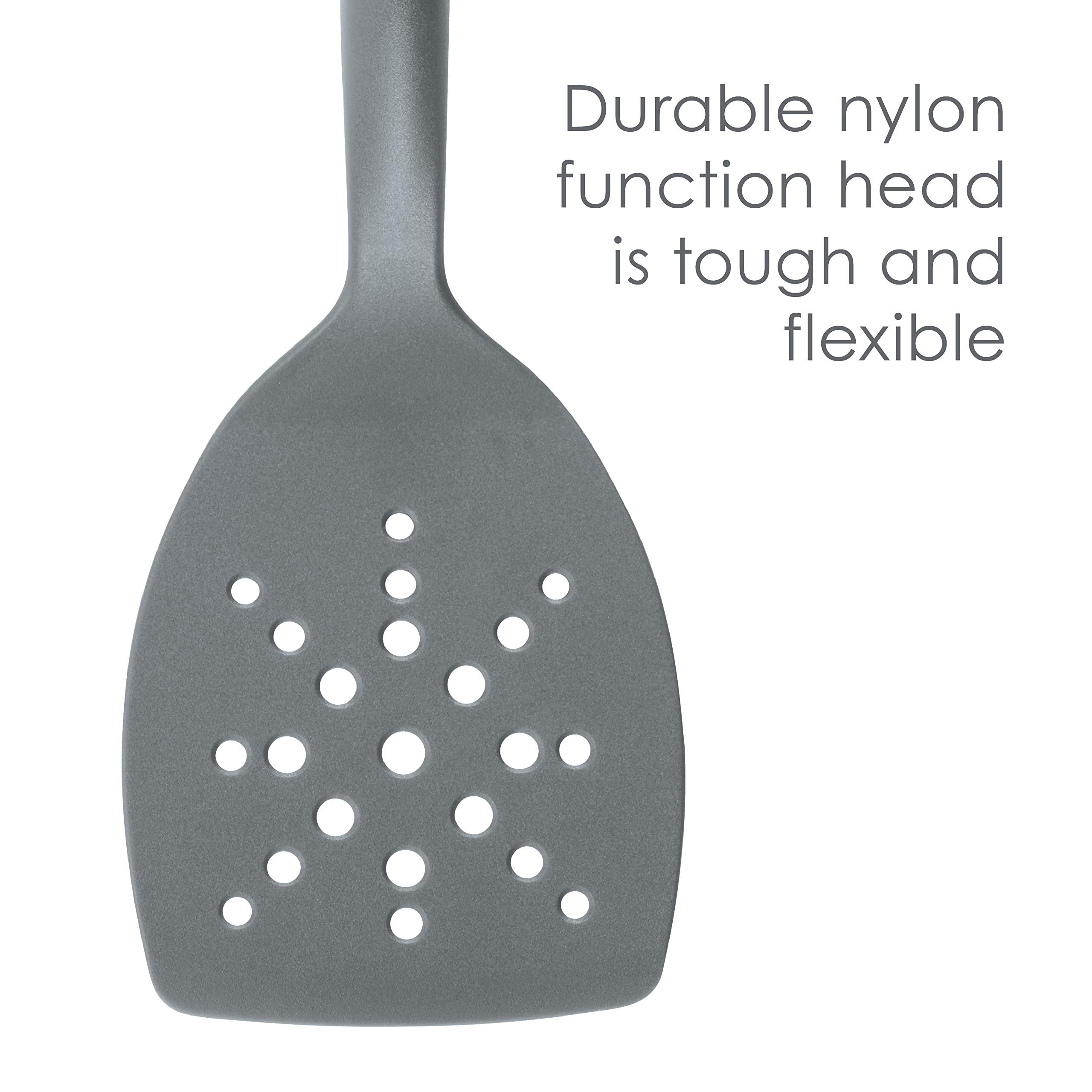 Rachael Ray Tools And Gadgets Spoon, Slotted And Solid Turners Set/ Cooking Utensils - 3 Piece, Gray