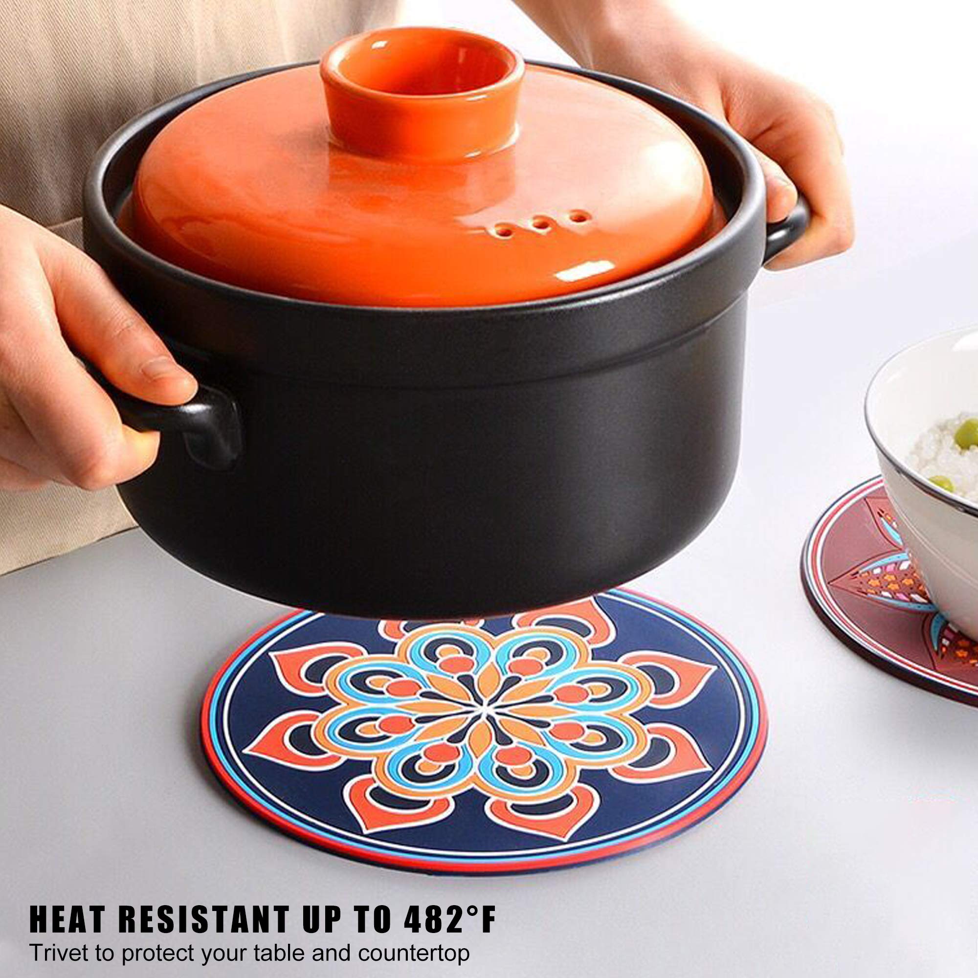 Longjet Trivets For Hot Dishes, Hot Pot And Pan Mats, Pot Holders For Kitchen, Kitchen Accessories For Countertop (Silicone/Vint