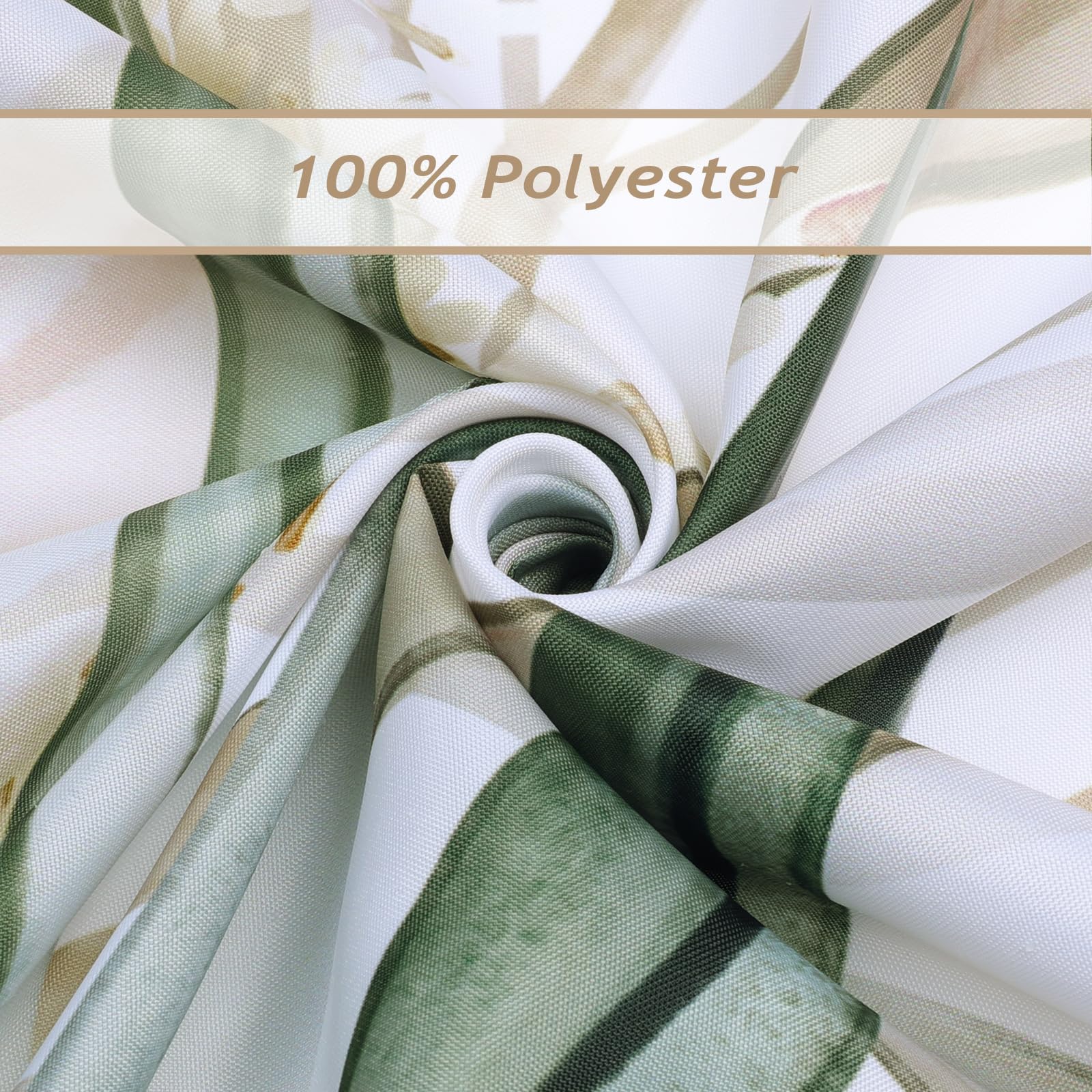 Bonhause Boho Leaves Shower Curtain, Watercolor Tan Leaf Floral Plant Modern Bathroom Curtain 72X72 Inch Polyester Fabric Waterp